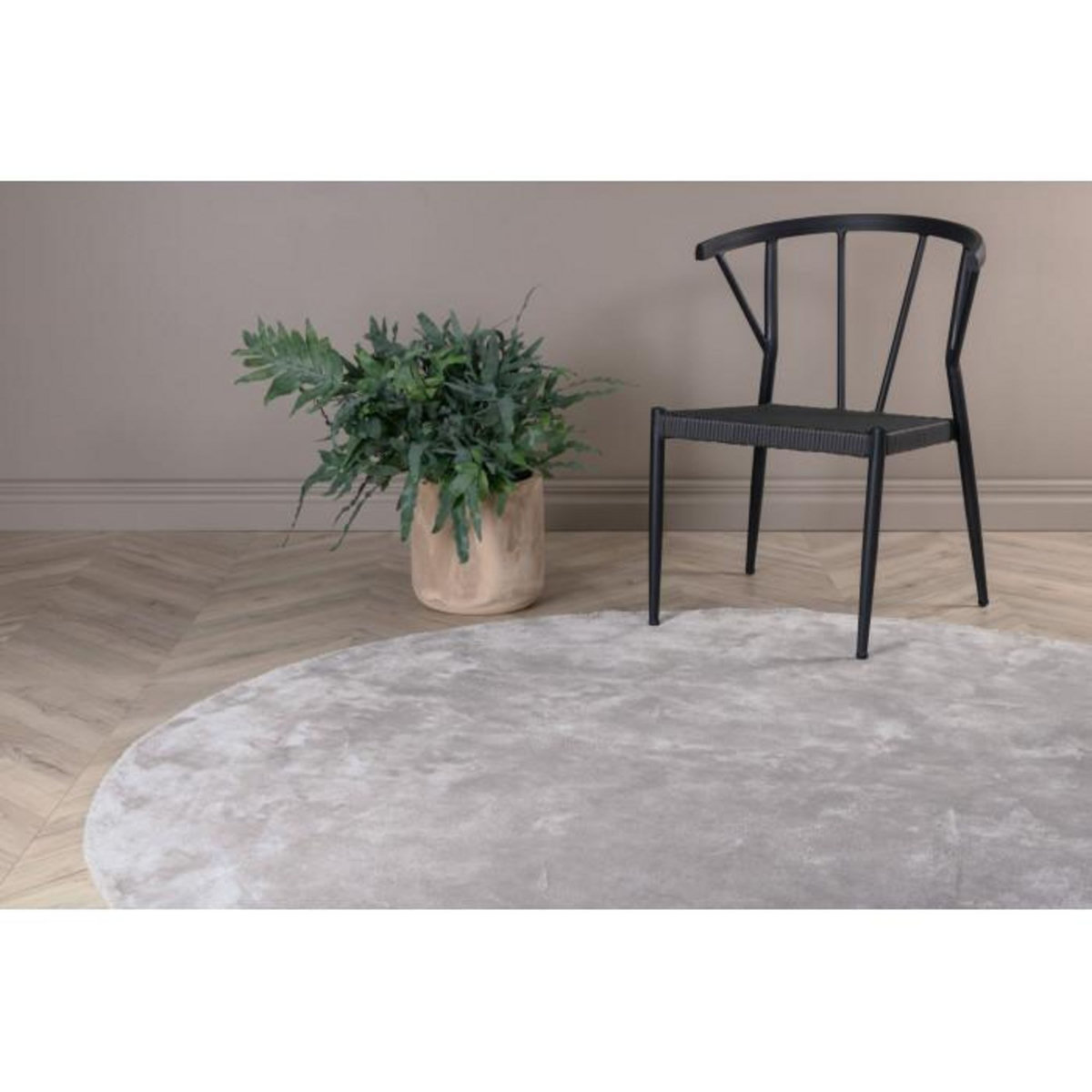 Paris Prix Tapis Déco Rond  Indra  200cm Argent
