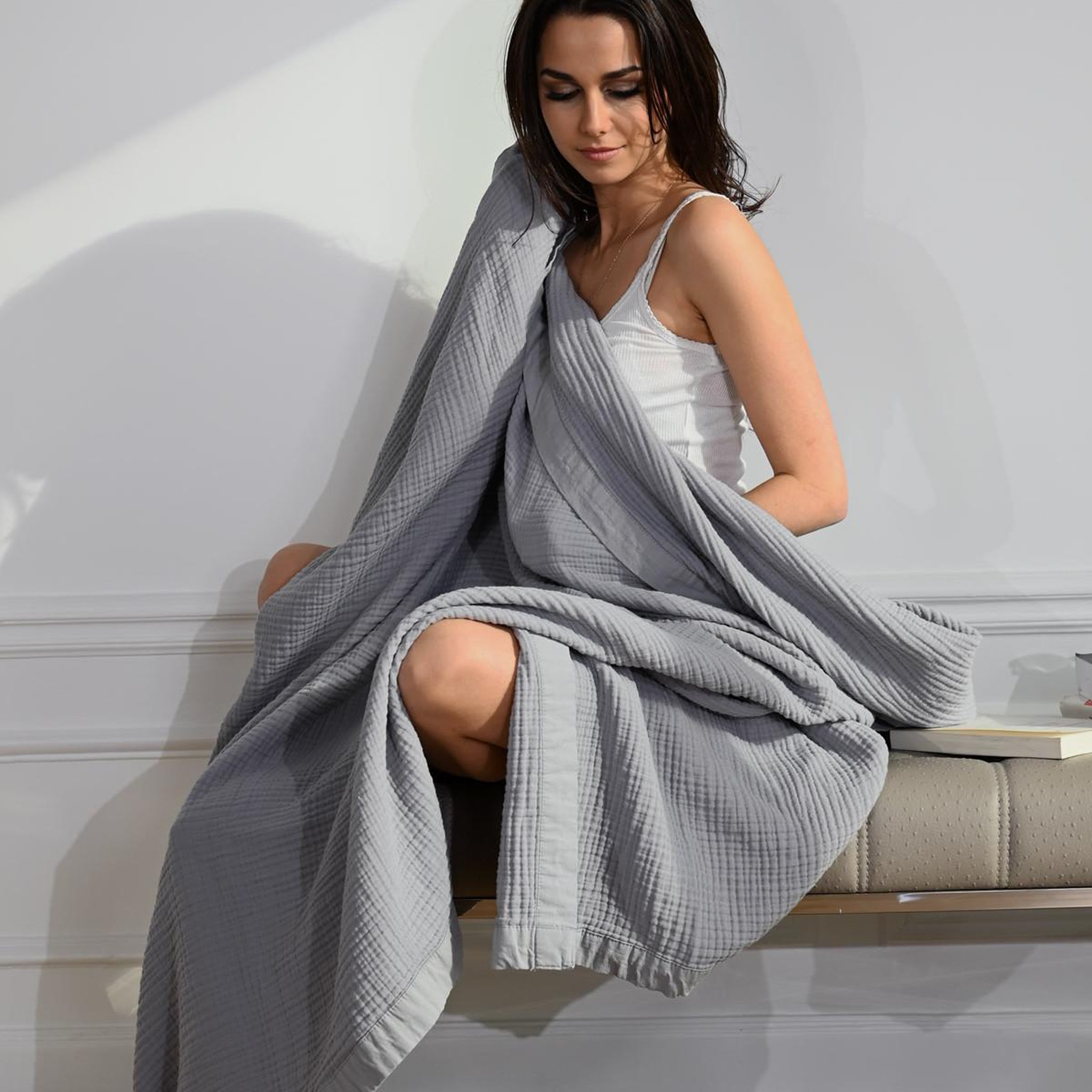 Voir la diapositive 4 : Sensei Maison Plaid gansé en gaze de coton LOFT - 130x170 cm
