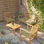 Voir la diapositive 3 : SWEEEK Salon de jardin CHLOE en bois d'acacia 4 places, avec coussins en polyester, un canapé, une table, deux fauteuils