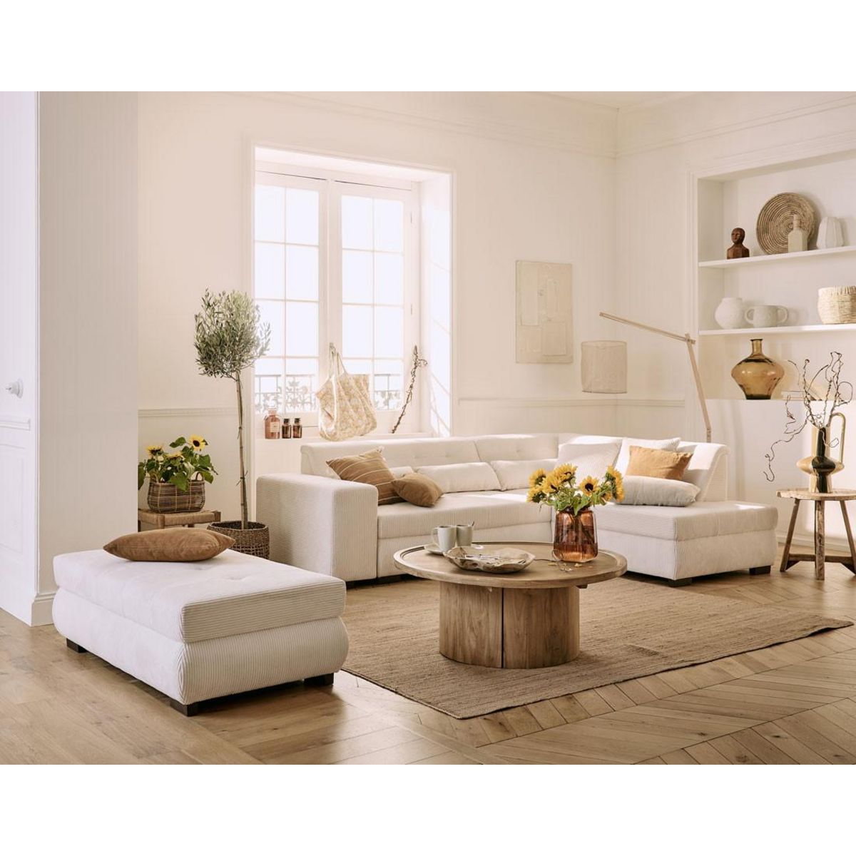 LISA DESIGN Vermont - pouf d'appoint - en velours côtelé