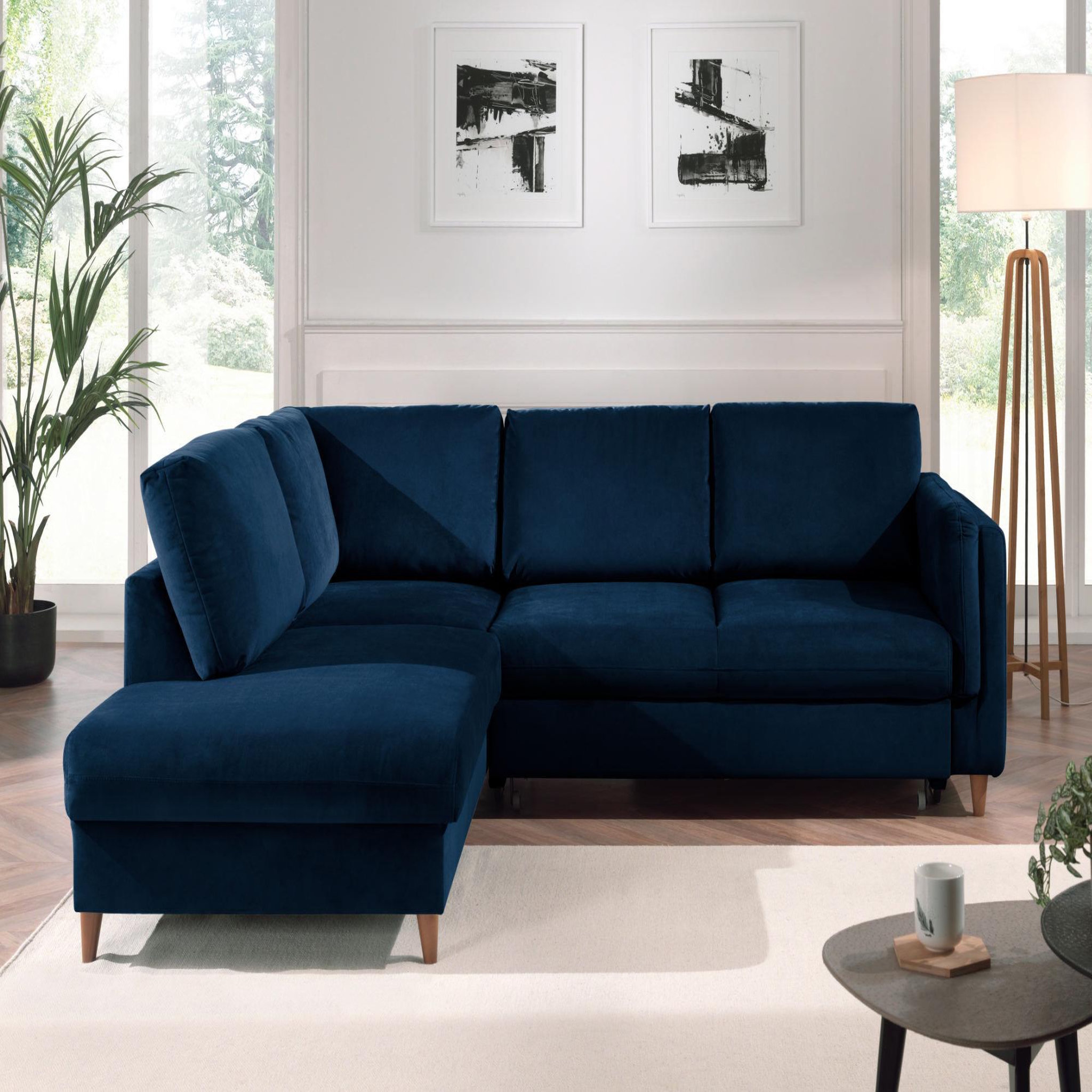 Voir la diapositive 5 : LISA DESIGN Brooke - canapé d'angle gauche - convertible - 5 places - en velours