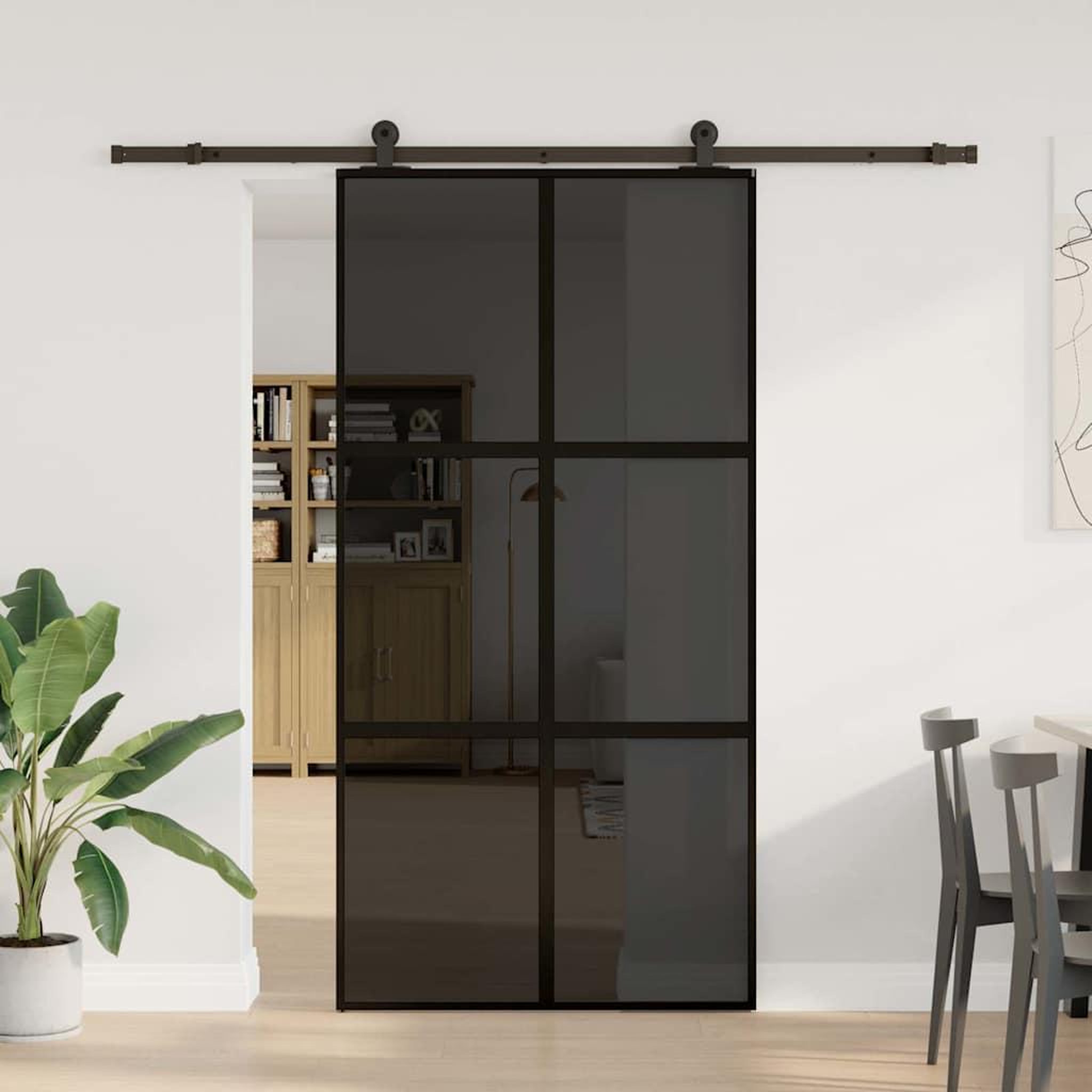 Voir la diapositive 2 : VIDAXL Porte coulissante kit de quincaillerie trempe verre aluminium