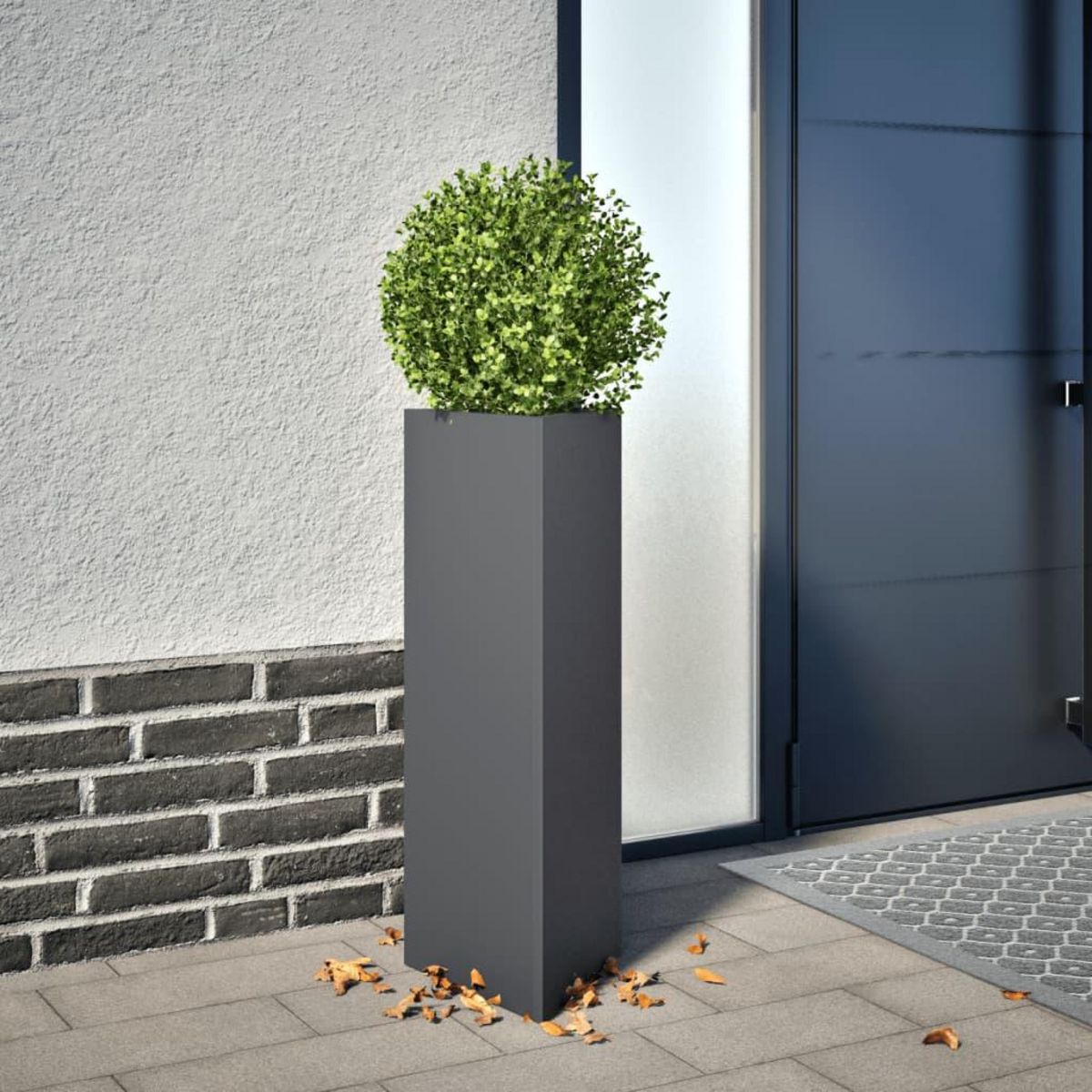 VIDAXL Jardiniere anthracite triangulaire 30x26x75 cm acier
