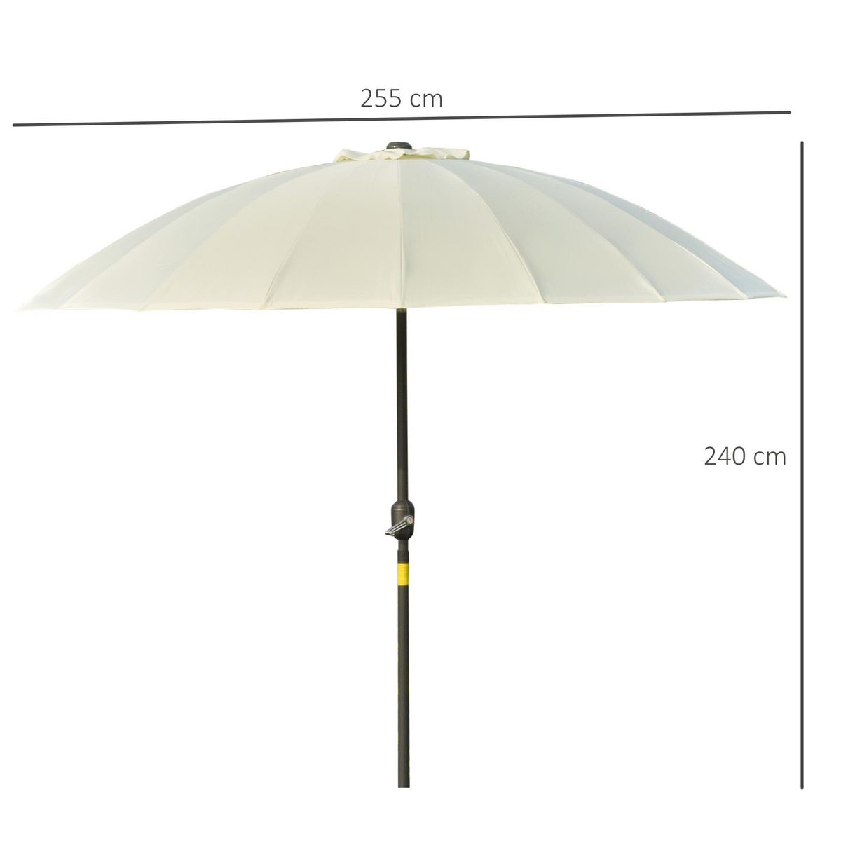 OUTSUNNY Parasol inclinable rond avec manivelle métal fibre de verre Ø 2,55 m polyester haute densité beige