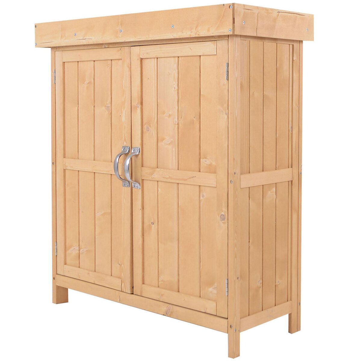 OUTSUNNY Armoire de jardin sur pied double porte étagère et toit bitumé relevable dim. 74L x 43l x 88H cm bois sapin