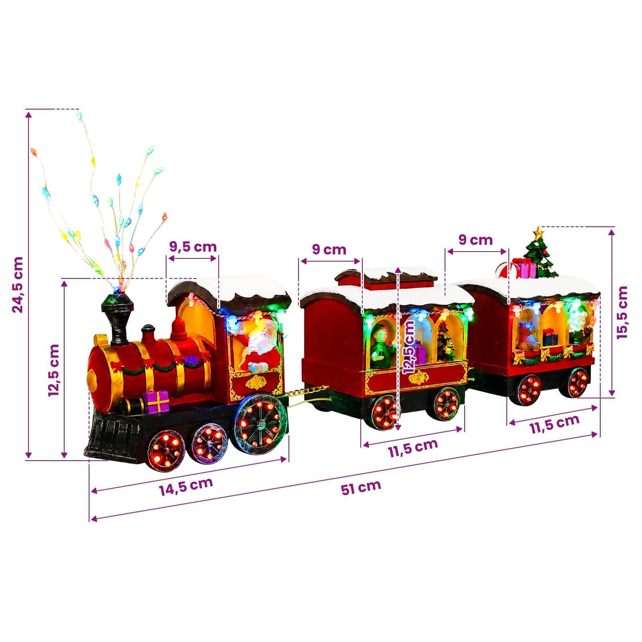 Voir la diapositive 3 : VIDAXL Train de Noël SALO 51 x 9,5 x 24,5 cm Resin Multicolour