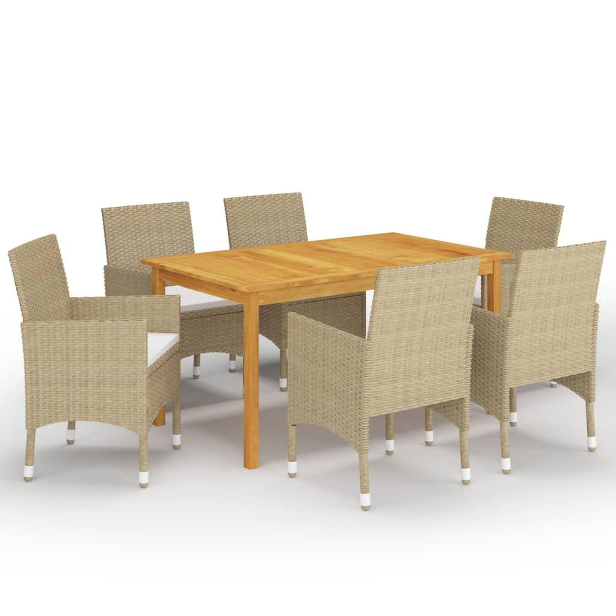 Voir la diapositive 1 : VIDAXL Ensemble a manger de jardin 7 pcs Beige