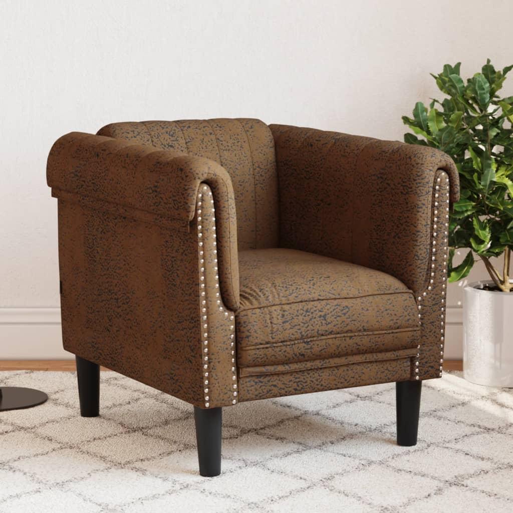 VIDAXL Fauteuil marron similicuir daim