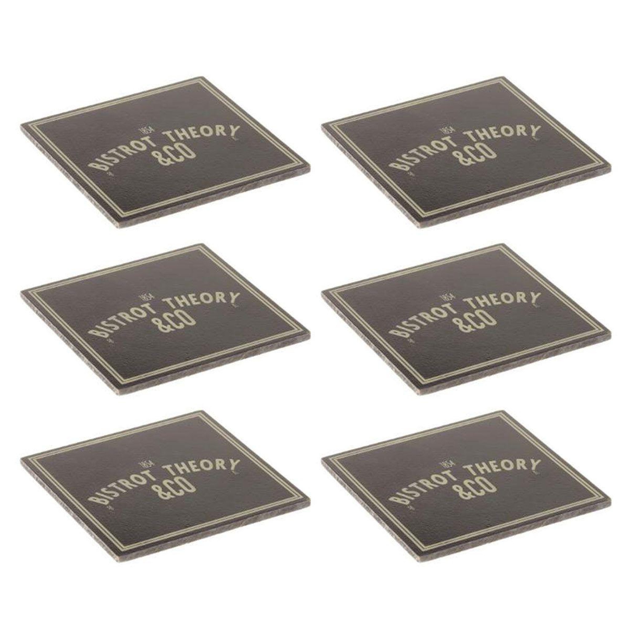 SECRET DE GOURMET Lot de 6 dessous de verre  theory  10cm noir