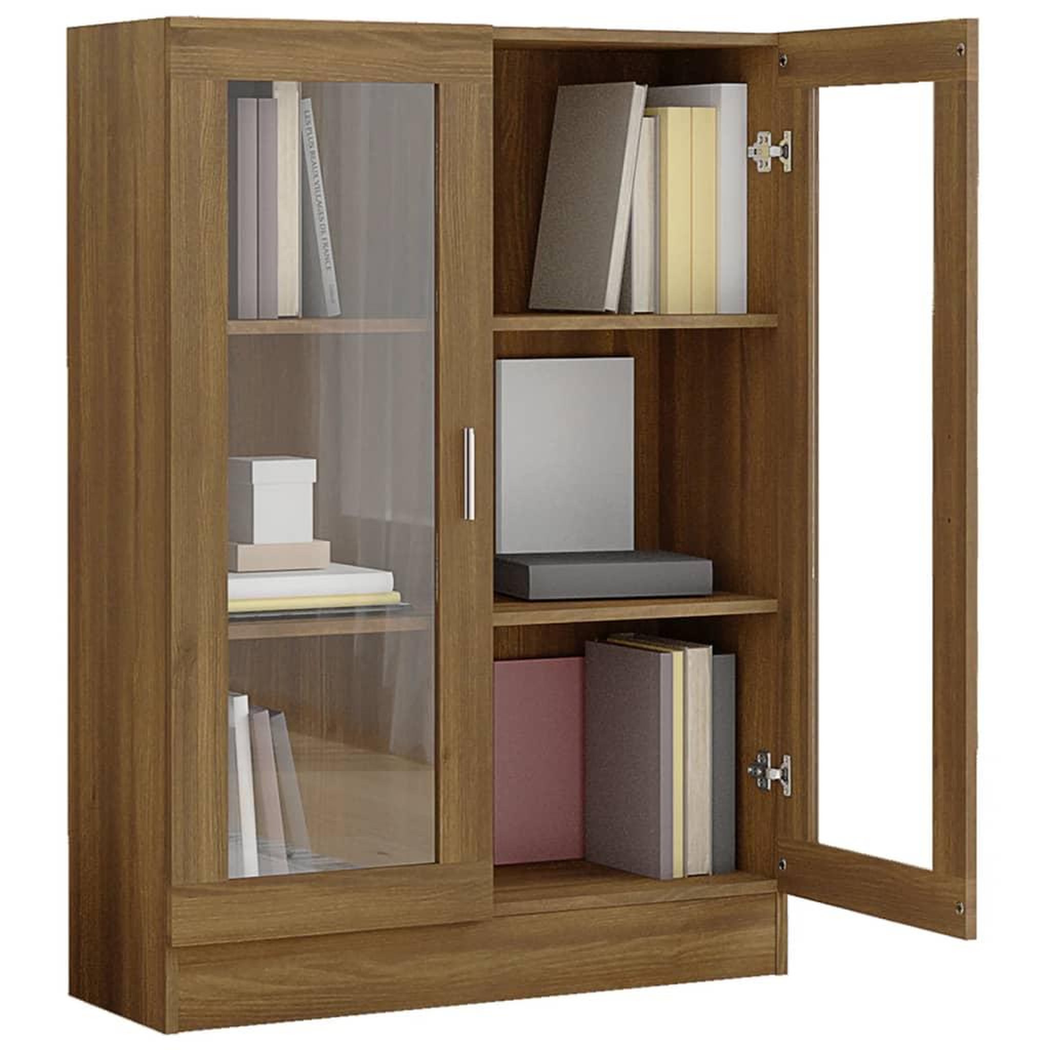 Voir la diapositive 4 : VIDAXL Armoire a vitrine Chene brun 82,5x30,5x115cm Bois d'ingenierie