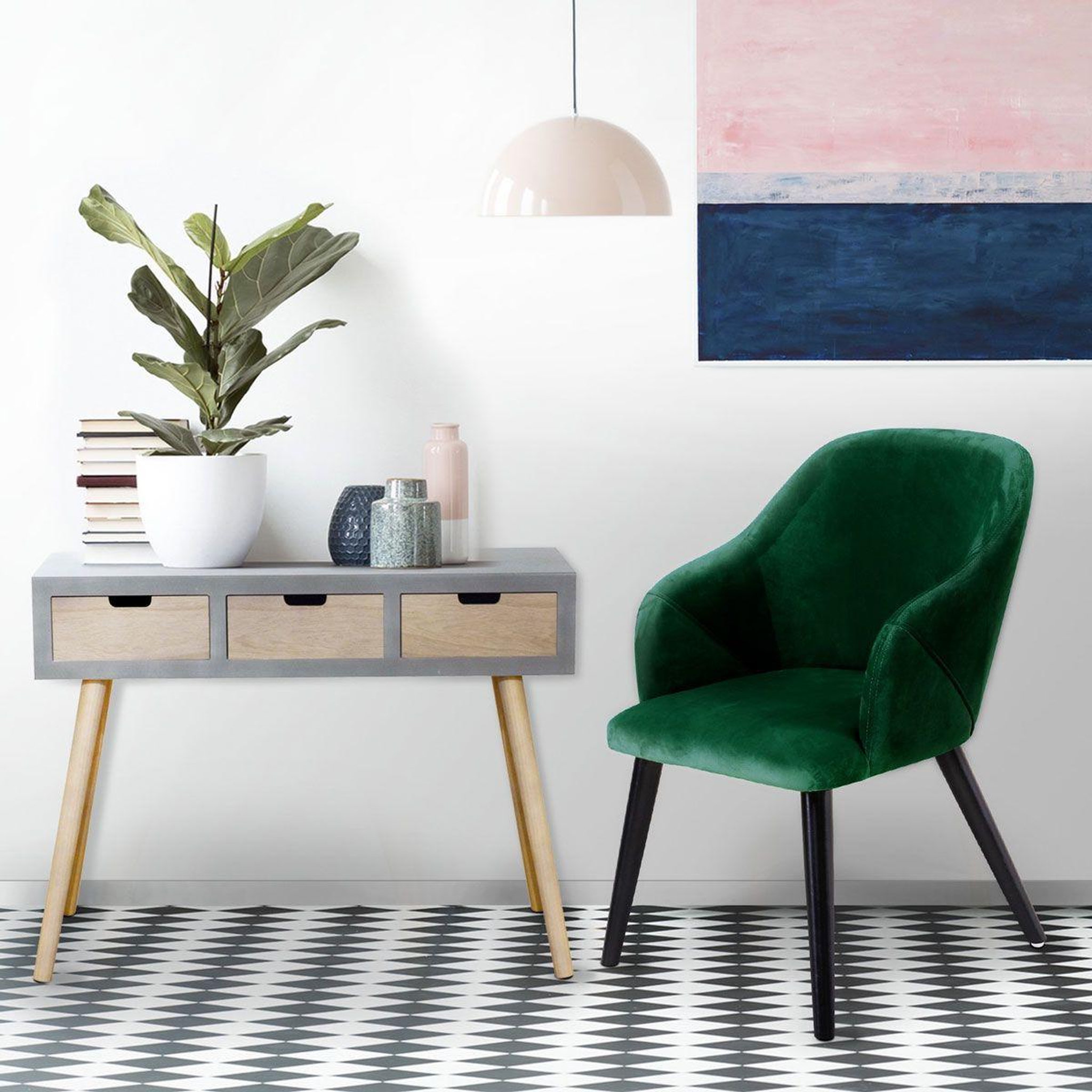 Voir la diapositive 5 : Paris Prix Lot de 2 fauteuils en velours  yugnat  85cm vert