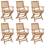 VIDAXL Chaises pliables de jardin lot de 6 avec coussins Bois d'acacia