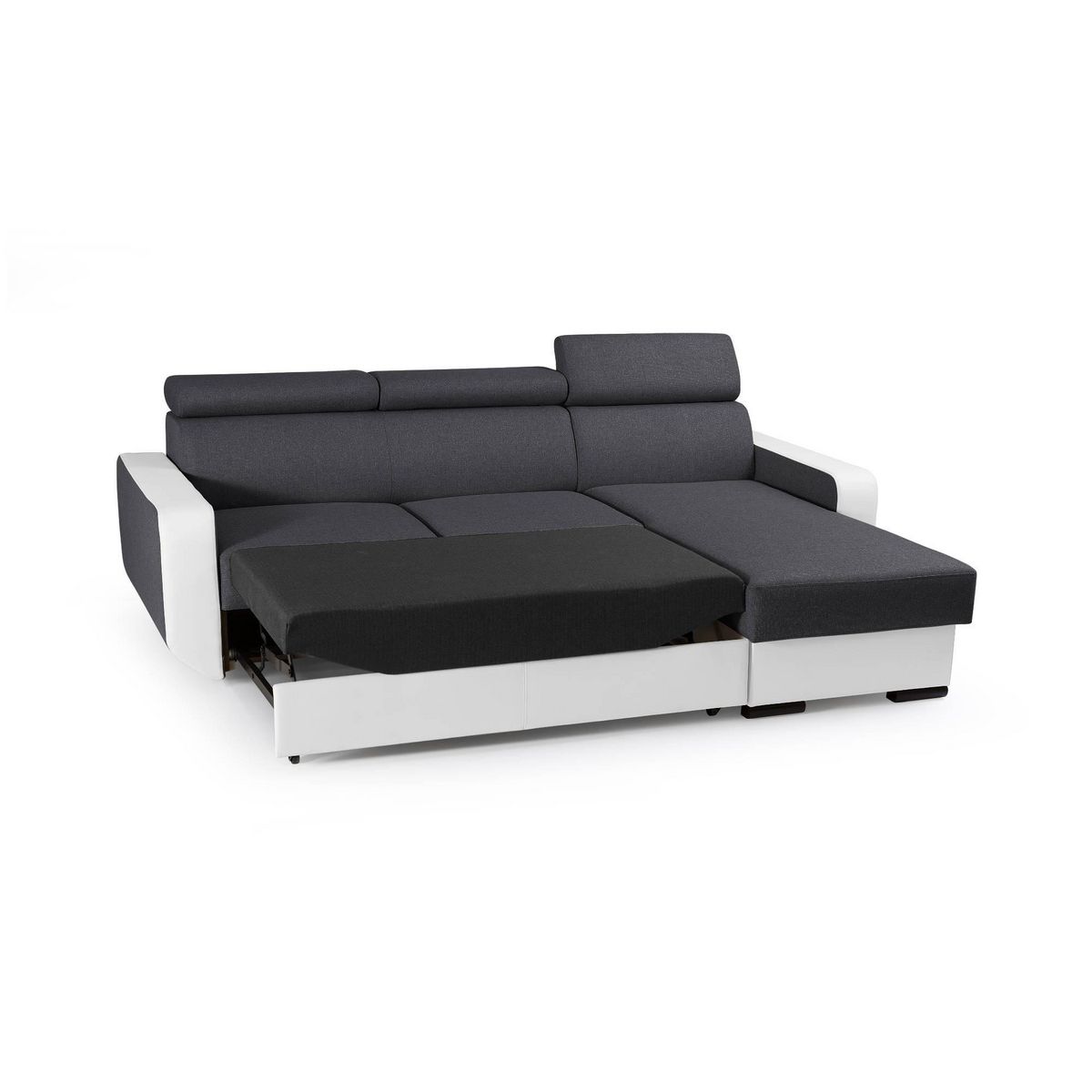 LISA DESIGN Dustin - canapé d'angle réversible - 4 places - convertible avec coffre - têtières réglables