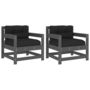 Voir la diapositive 2 : VIDAXL Chaises de jardin et coussins lot de 2 gris bois de pin massif