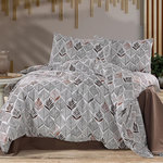 Home collection Parure housse de couette 100% coton 57 fils Imprimé - Lignora. Coloris disponibles : Beige