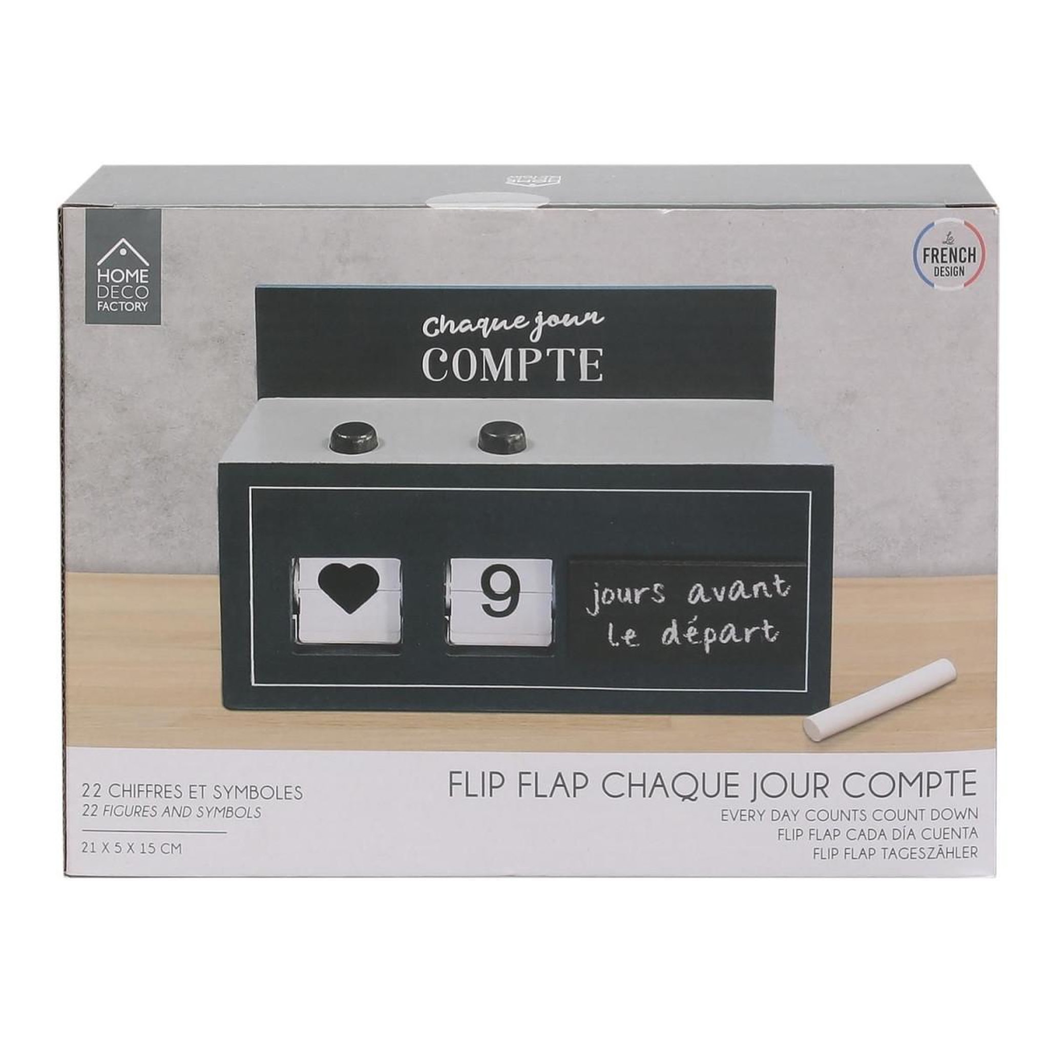 Voir la diapositive 4 : The Home Deco Factory Boîte à message 22 chiffres  chaque jour  21cm noir