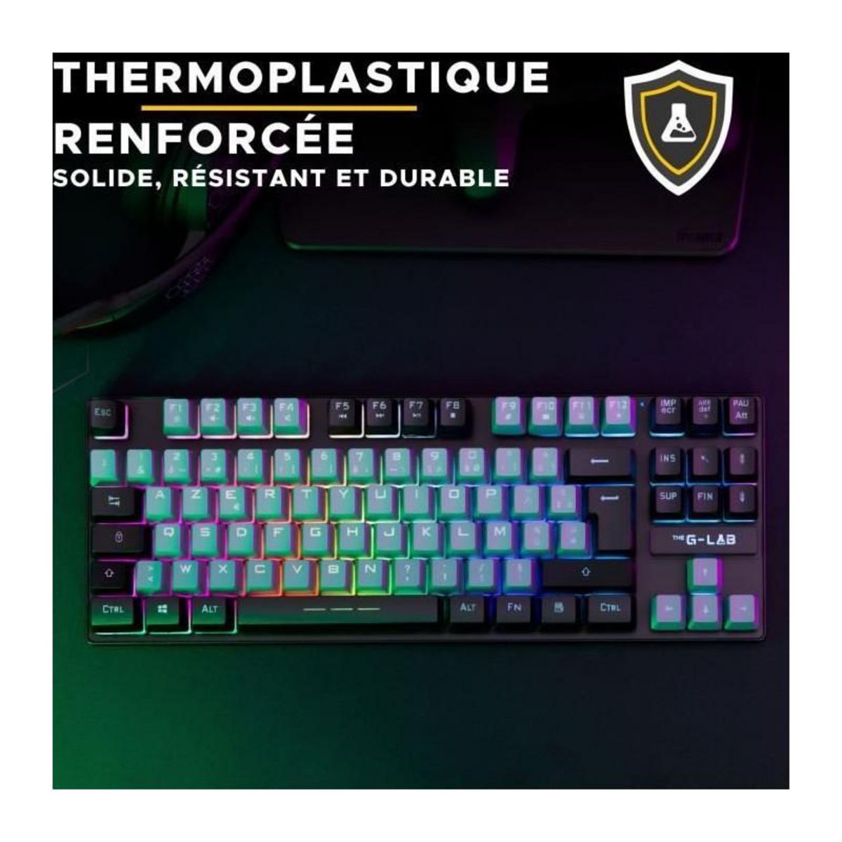 THE G-LAB Clavier Gamer - The G-Lab - KEYZ CAESIUM - RGB - Gris & Noir - TKL