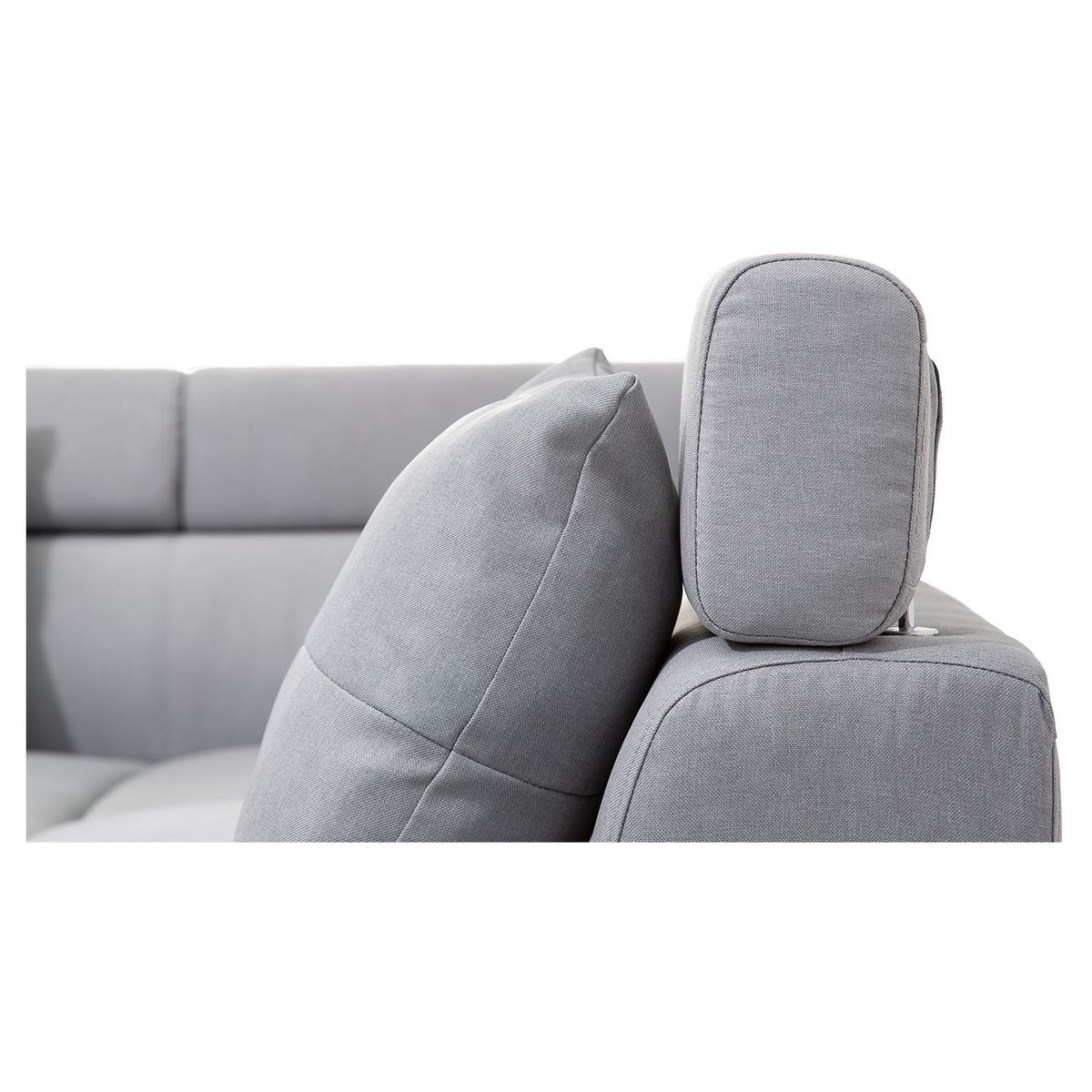 Canapé d'angle gauche convertible 5 places tissu pieds bois clair MARIUS 