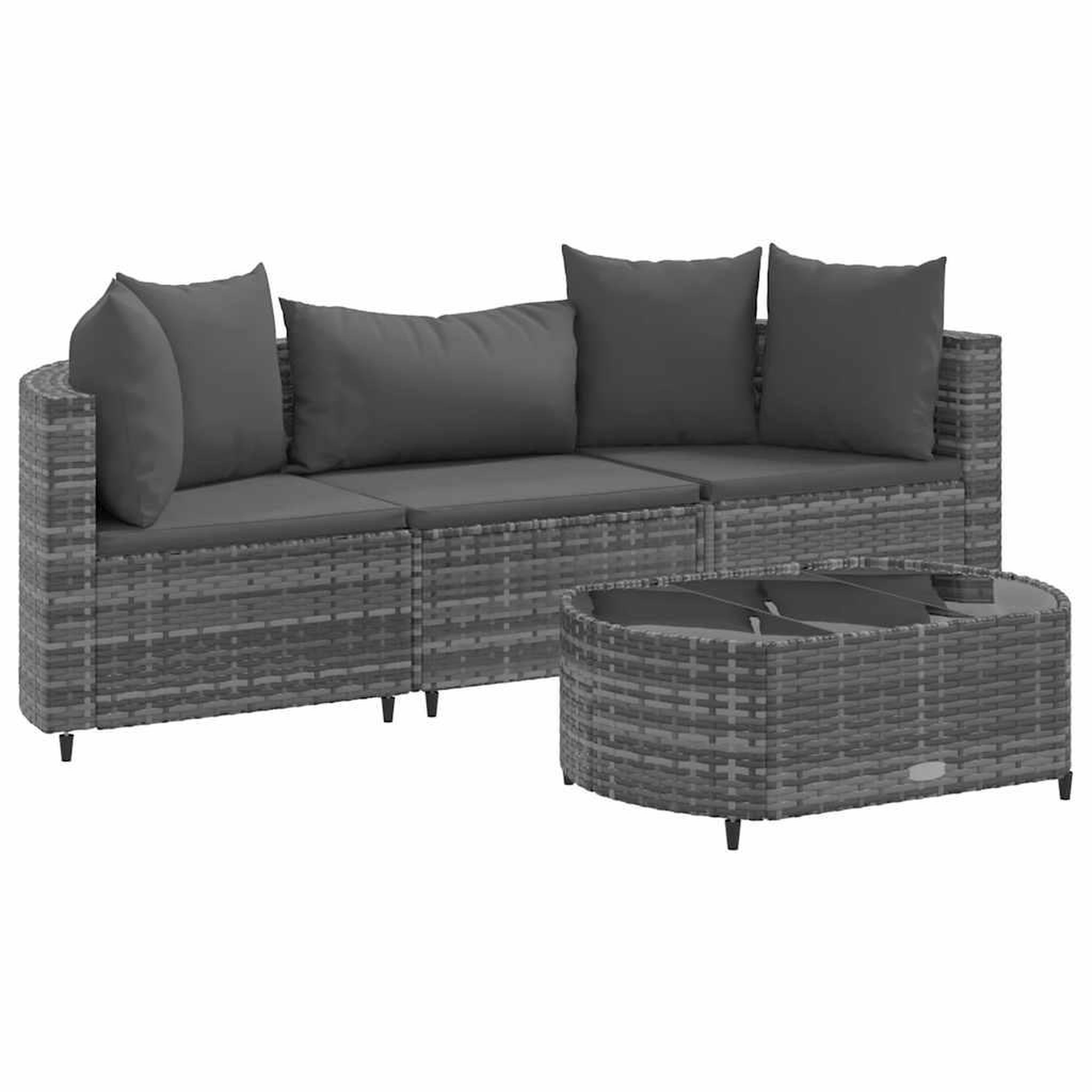 Voir la diapositive 2 : VIDAXL Salon de jardin 4 pcs avec coussins gris resine tressee
