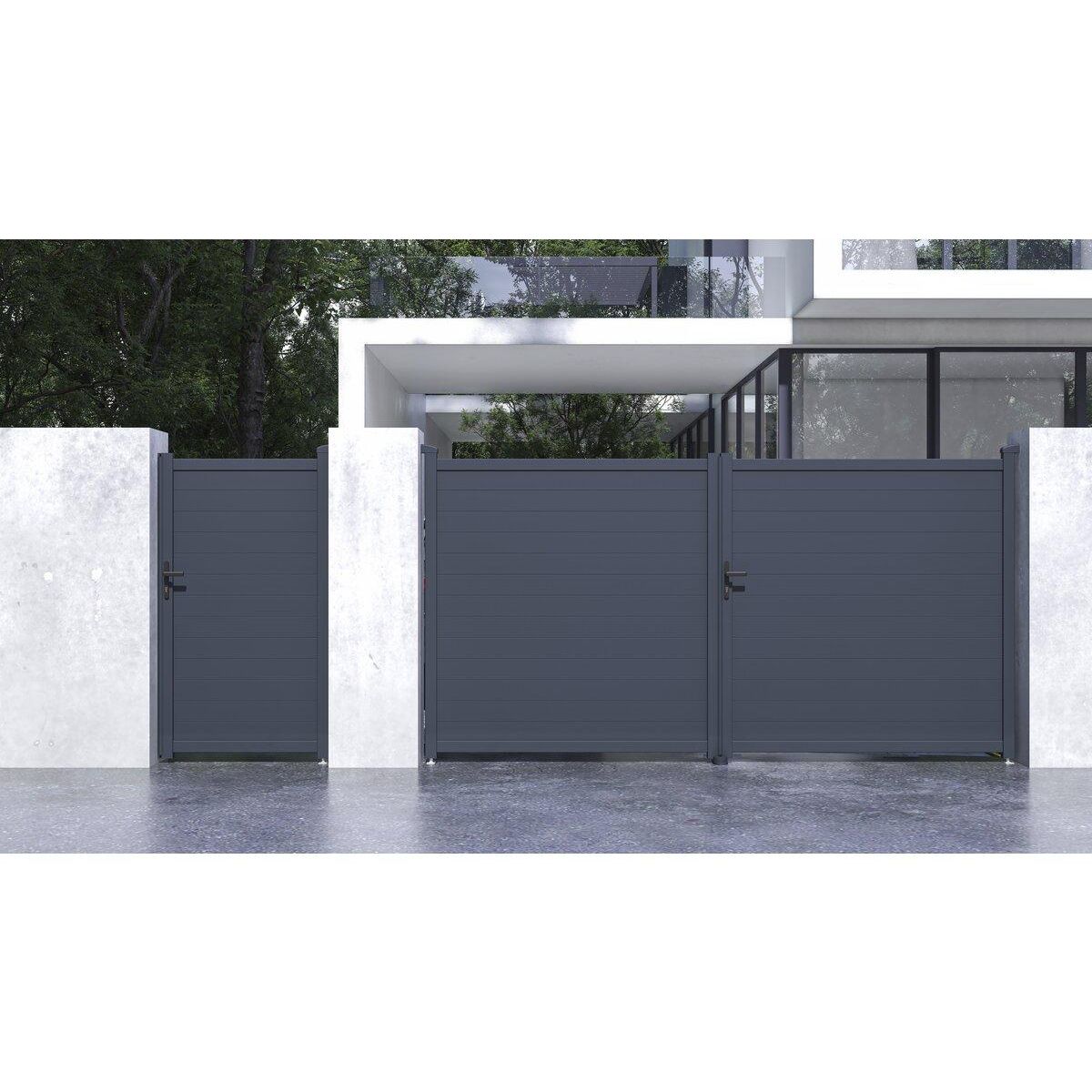 Habitat et Jardin Pack portail + portillon  Marc  - Gris