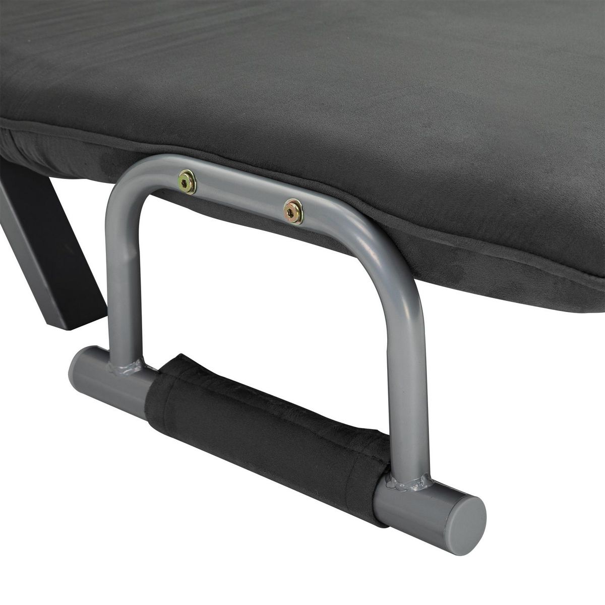 HOMCOM Canapé-lit canapé convertible 2 places déhoussable grand confort 2 coussins fournis pieds accoudoirs métal suède gris foncé