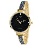 SC CRYSTAL Montre Nola SC Crystal ornée de 3 Cristaux scintillants et d'un veritable diamant noir