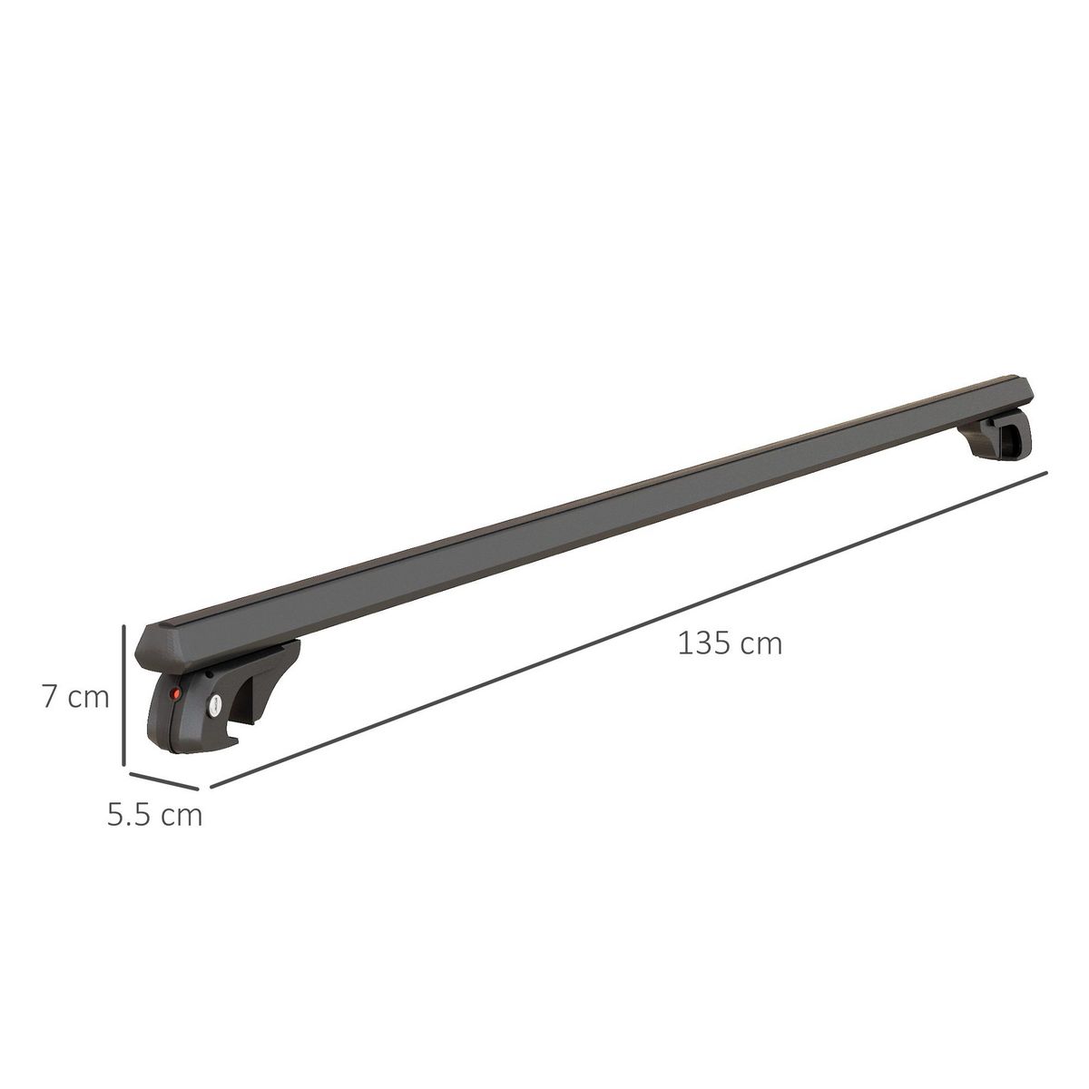 HOMCOM Barres de toit de voiture verrouillables 2 clés fournies dim. 135L x 5,5l x 7H cm aluminium noir