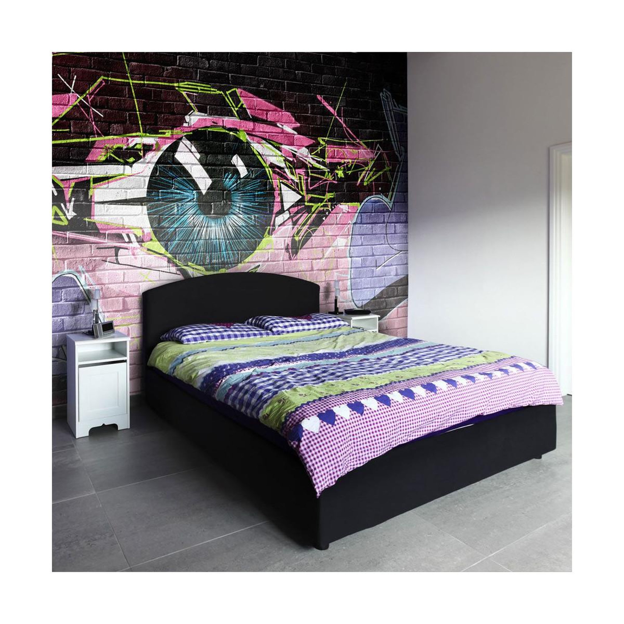 Paris Prix Papier peint  oeil graffiti. Coloris disponibles : Multicolore
