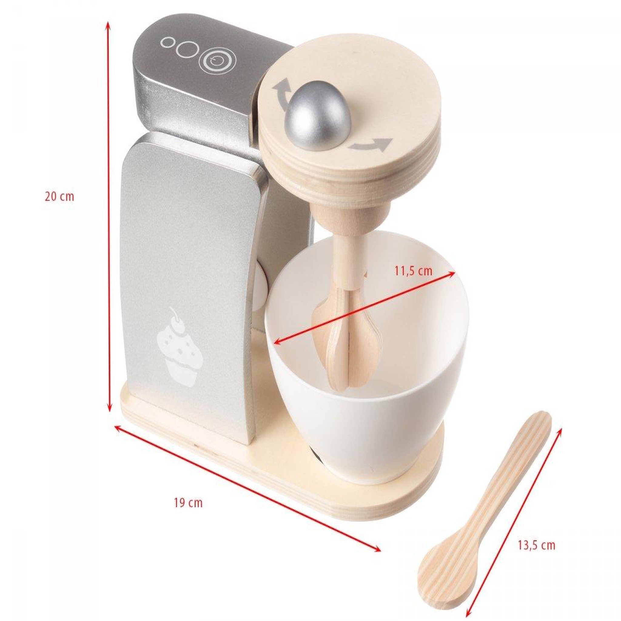 Voir la diapositive 3 : MAMABRUM Robot Pâtissier en Bois pour Enfant avec Bol, Fouet et Spatule, Jouet Cuisine Éducatif