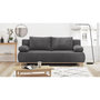 Voir la diapositive 2 : MARKET24 Banquette convertible 3 places MIKA - Velours côtelé gris foncé - Coffre de rangement - L 192 x H 84 x P 93 cm