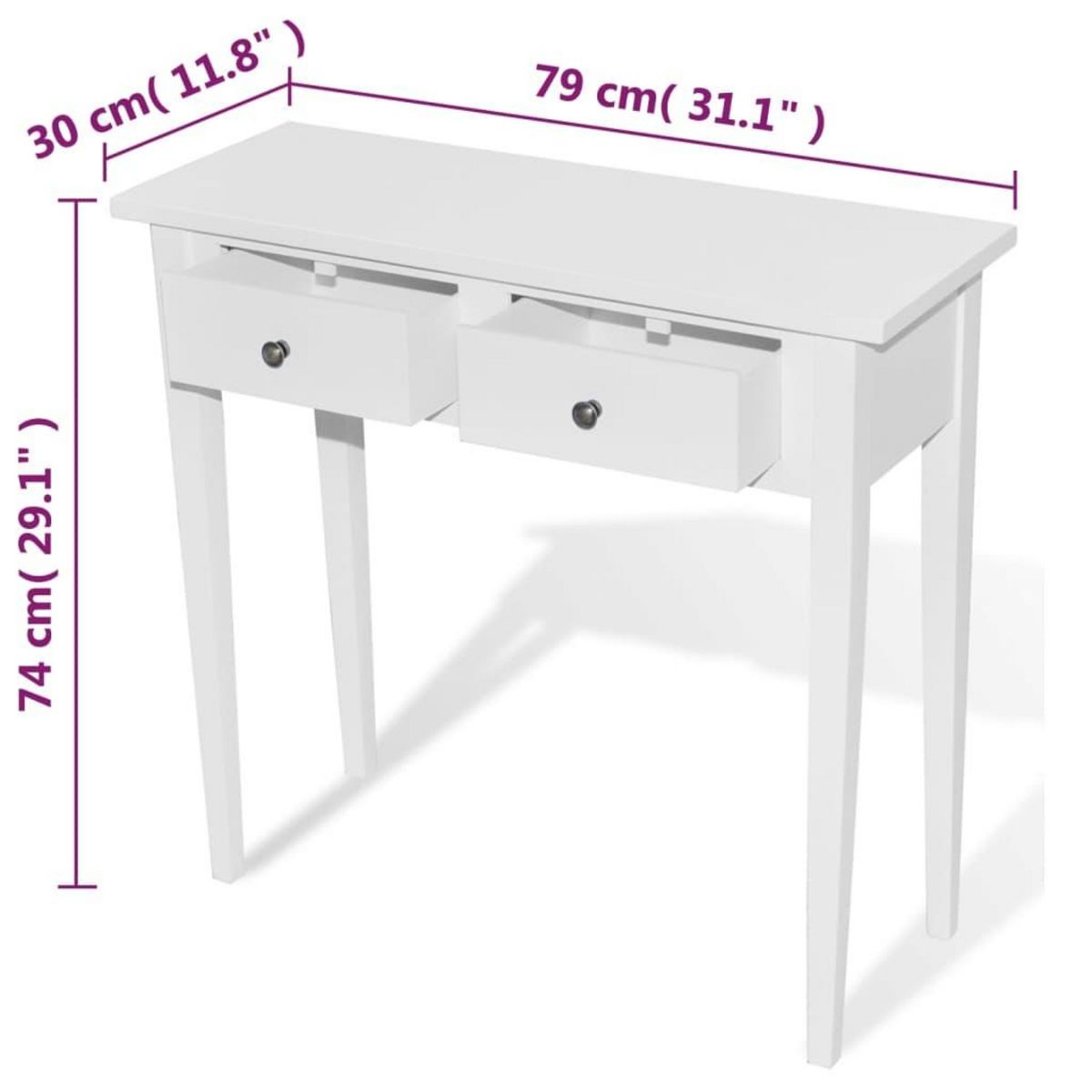 VIDAXL Table de console et coiffeuse avec 2 tiroirs Blanc