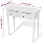 Voir la diapositive 6 : VIDAXL Table de console et coiffeuse avec 2 tiroirs Blanc
