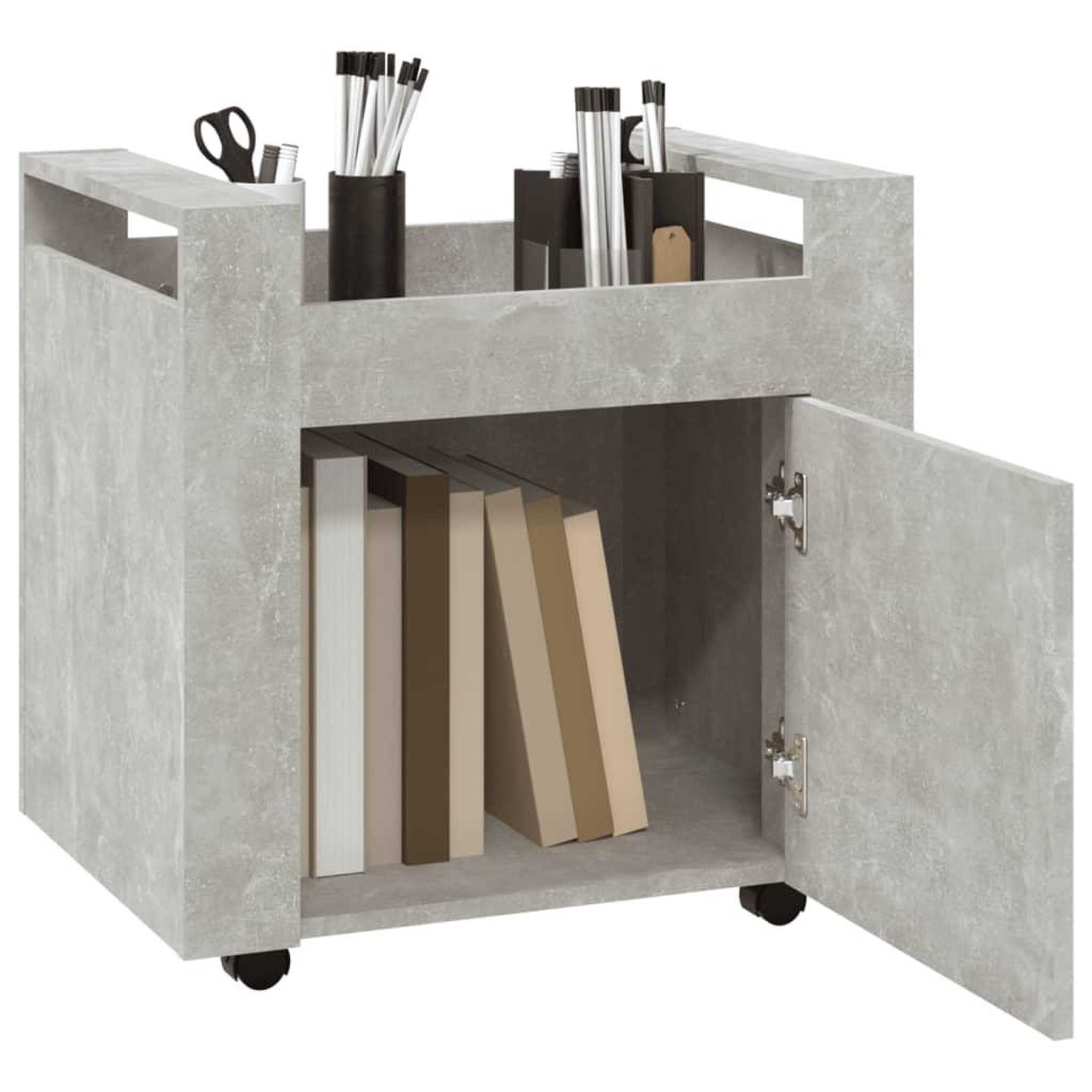 Voir la diapositive 5 : VIDAXL Chariot de bureau Gris beton 60x45x60 cm Bois d'ingenierie