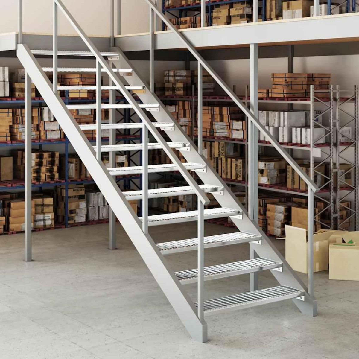 VIDAXL Escalier en caillebotis 100x24x7 cm acier galvanise