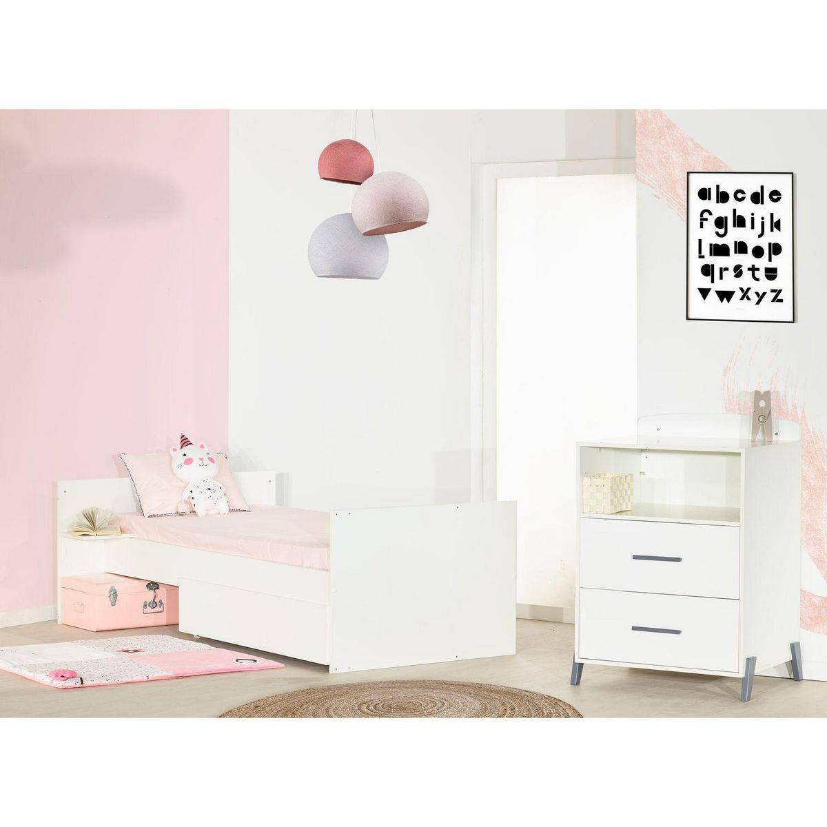 BABY PRICE  Lit bébé combiné 120x60 évolutif en 90x190cm JOY coloris gris  