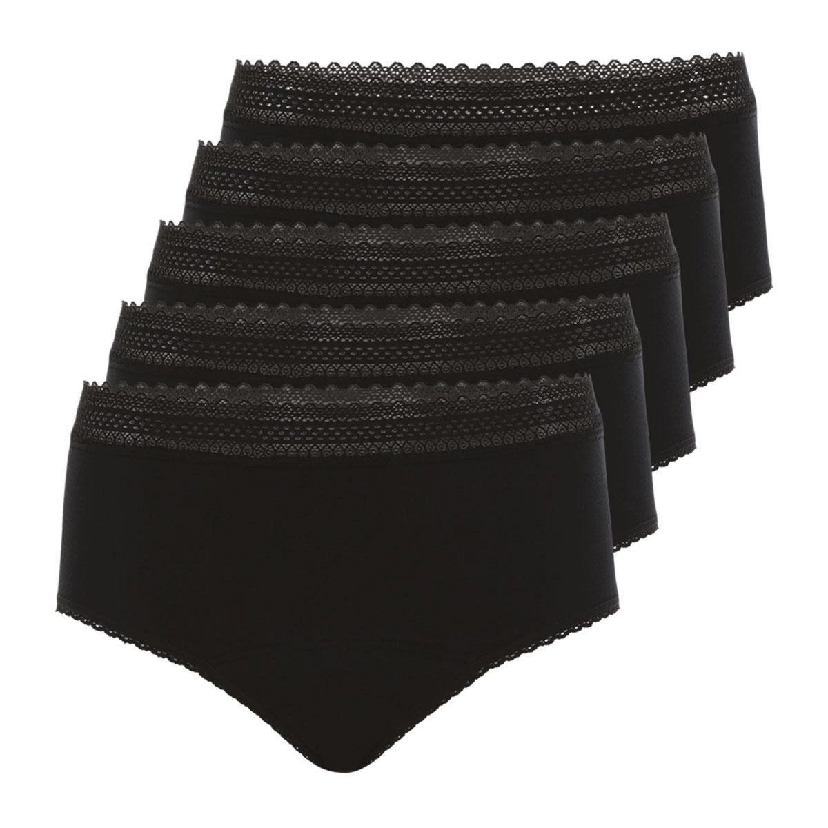 Athena Lot de 5 culottes taille haute pour les règles Coton bio Secret