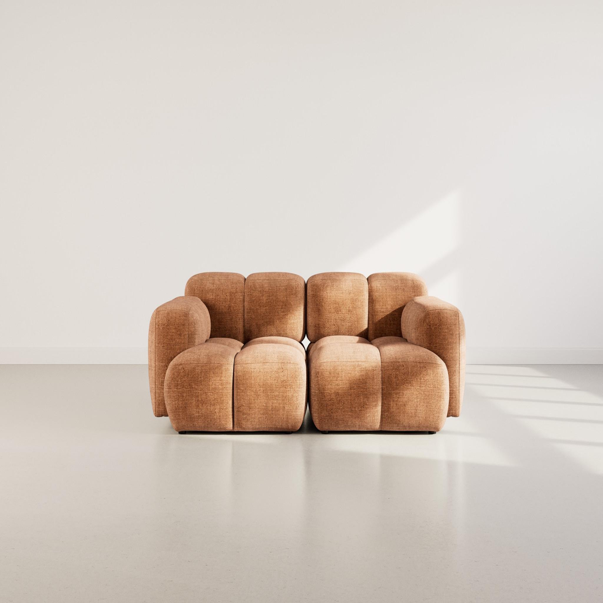 Voir la diapositive 2 : BEST MOBILIER Grace - canapé modulable 2 places en velours texturé
