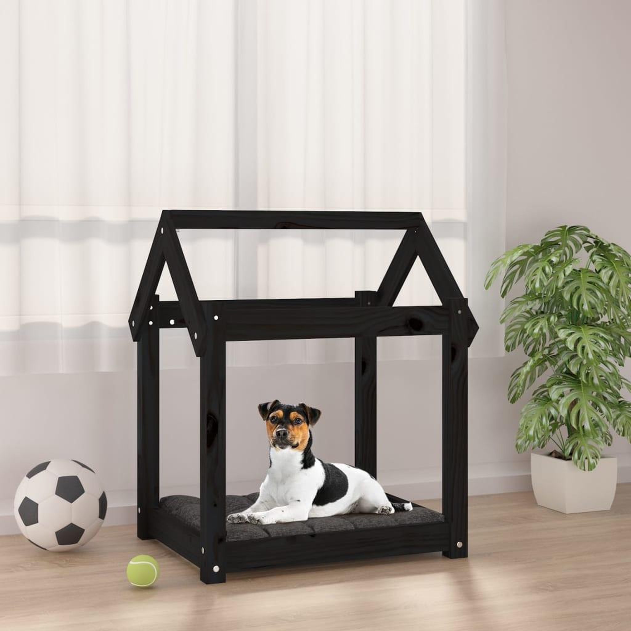 VIDAXL Lit pour chien Noir 61x50x70 cm Bois de pin solide
