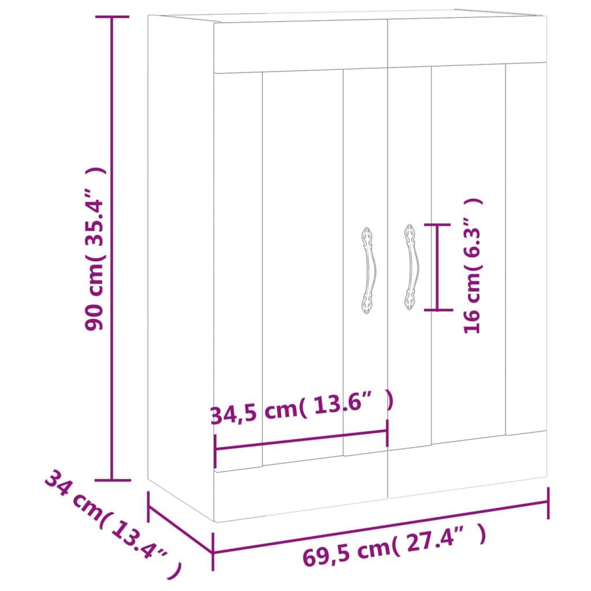 Voir la diapositive 6 : VIDAXL Armoire murale chene fume 69,5x34x90 cm