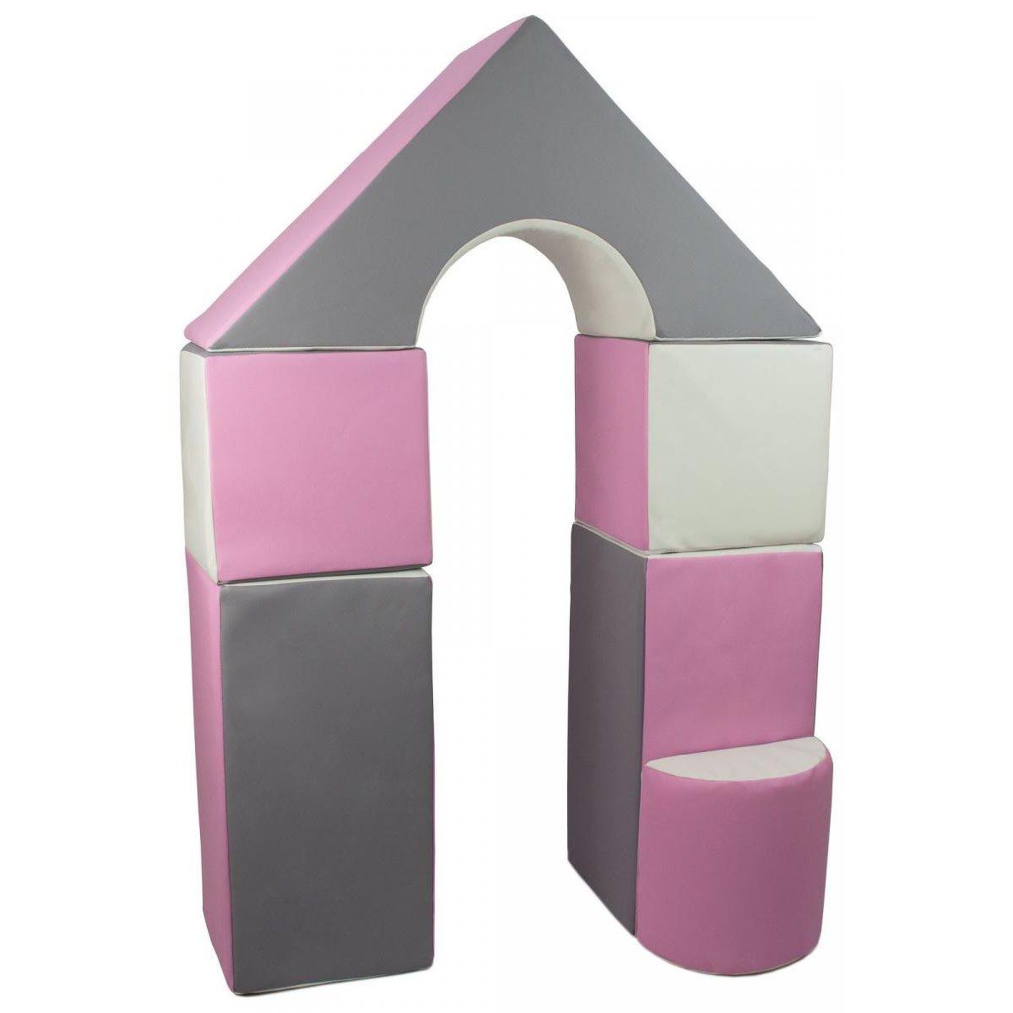 VELINDA Petit château - lot de 11 blocs en mousse pour le jeu blanc,rose clair,gris