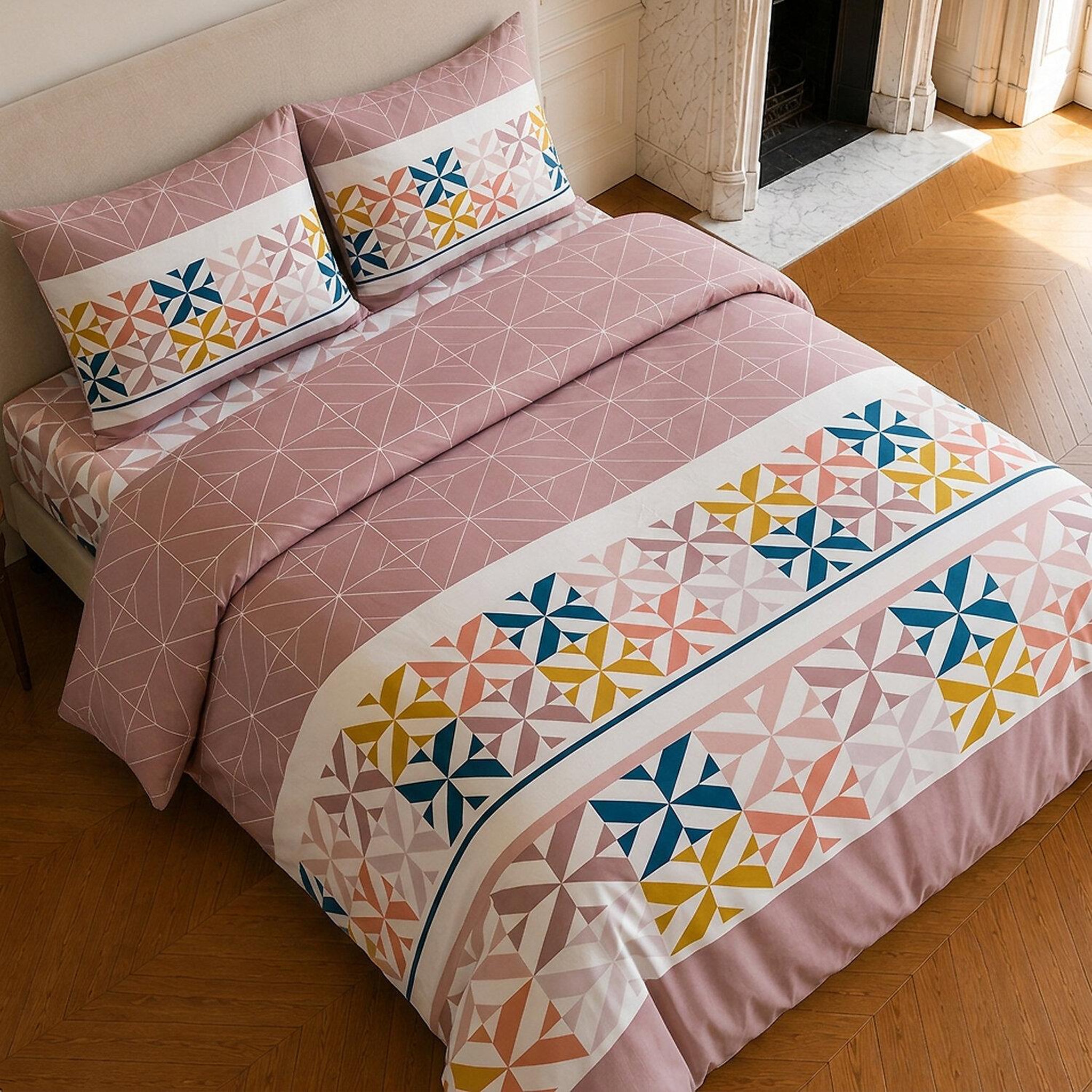 Voir la diapositive 4 : Home collection Parure housse de couette imprimée 100% coton 57 fils - blueberry