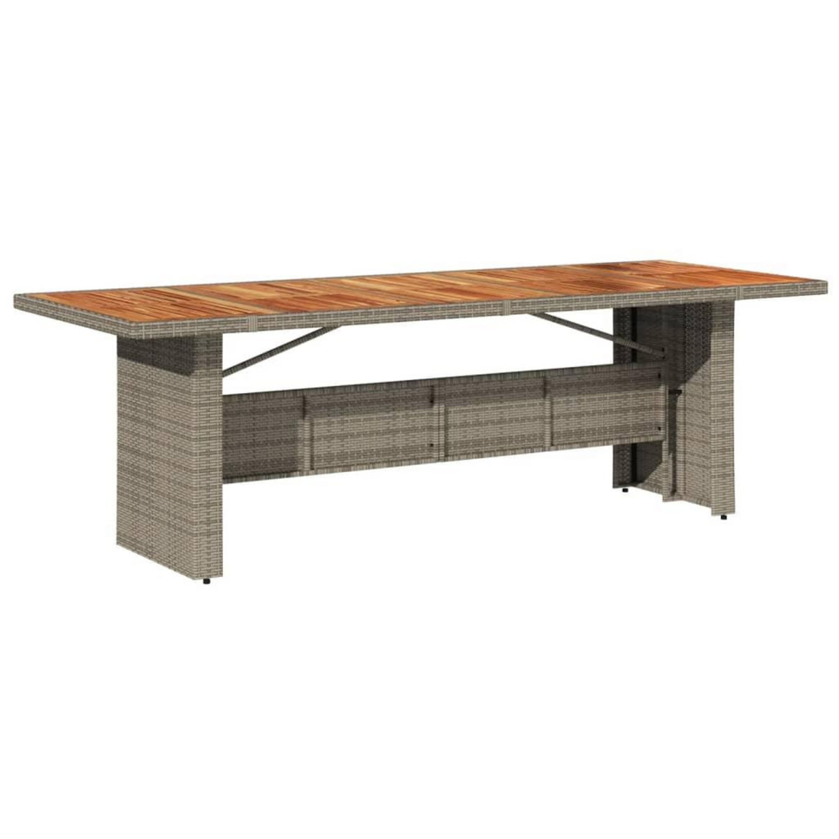 VIDAXL Table de jardin et dessus en bois d'acacia gris resine tressee