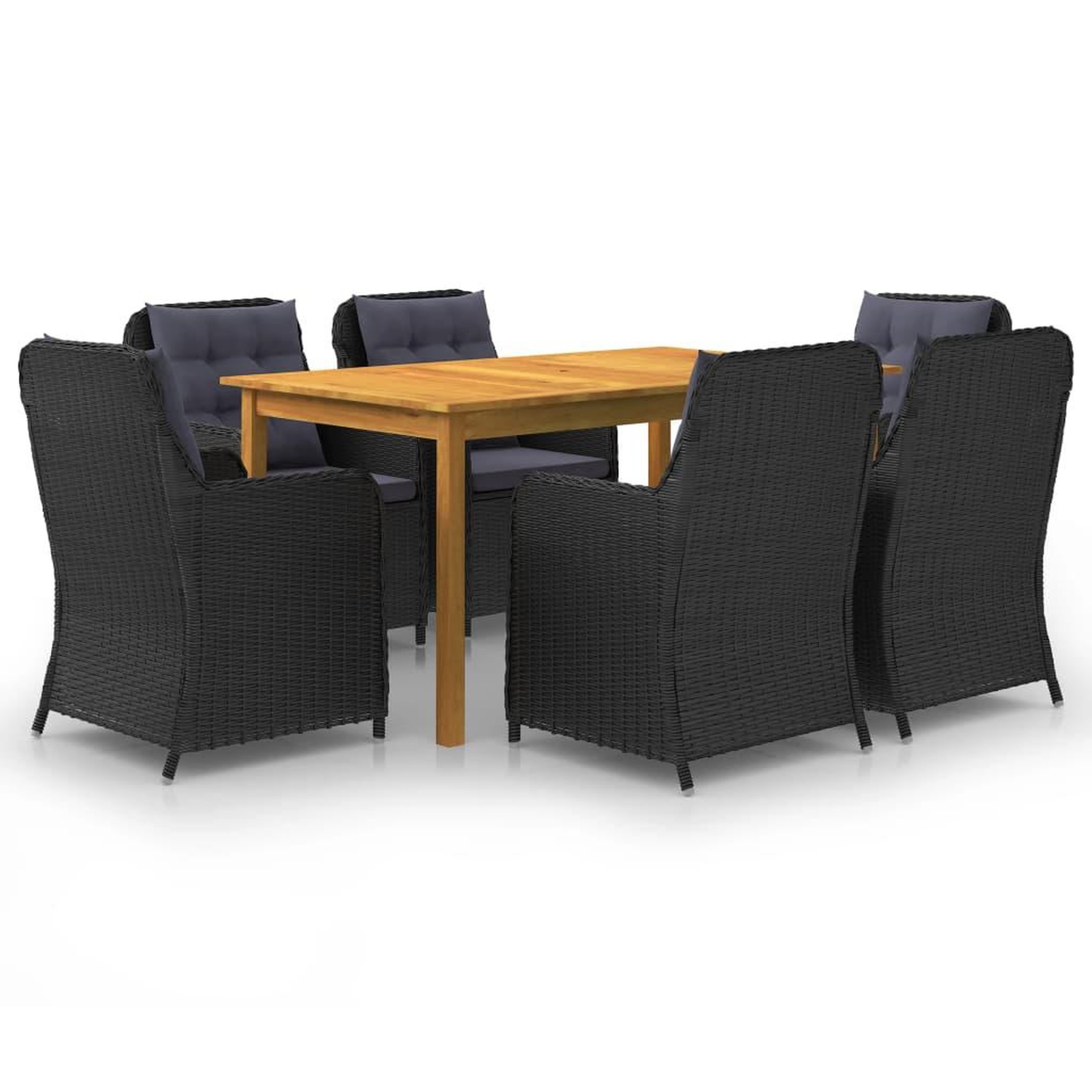 Voir la diapositive 1 : VIDAXL Ensemble a manger de jardin 7 pcs Noir