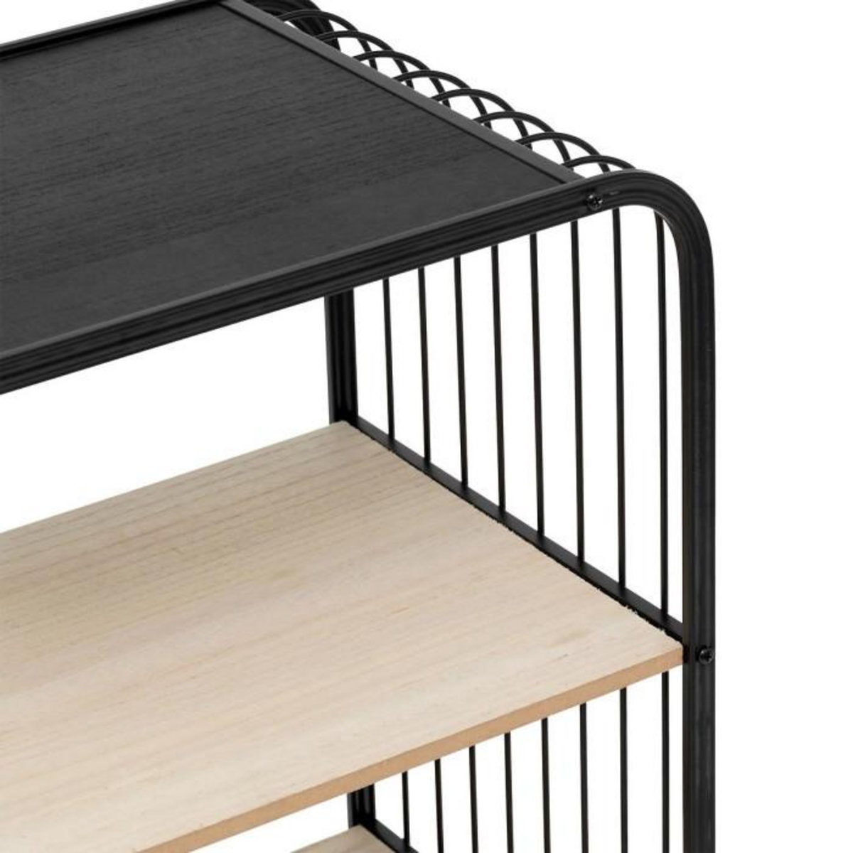 FIVE Étagère à Roulettes 3 Niveaux  Bert  74cm Noir