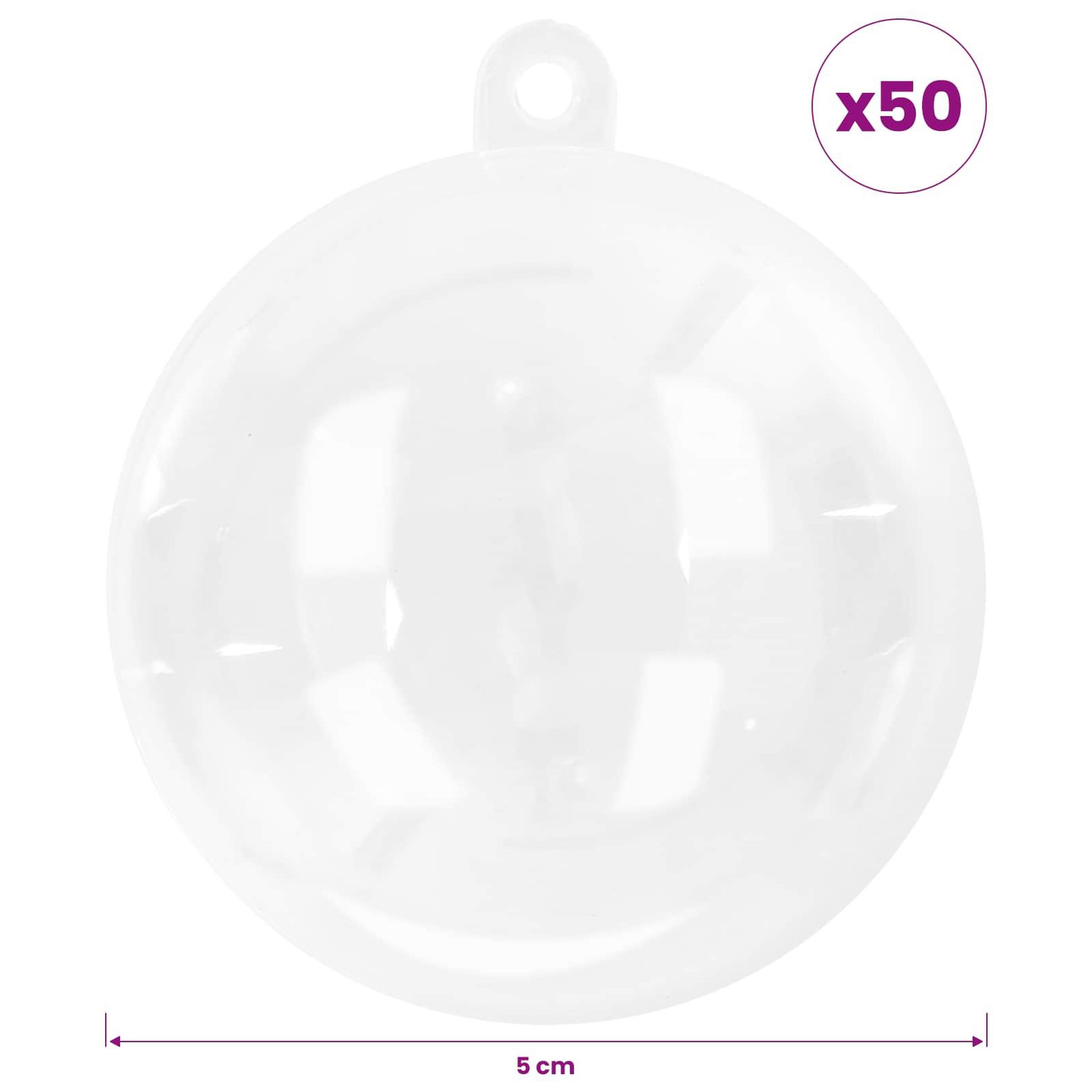 Voir la diapositive 3 : VIDAXL Ensemble de boules de Noël 50 pc Transparent Diam. 5 cm