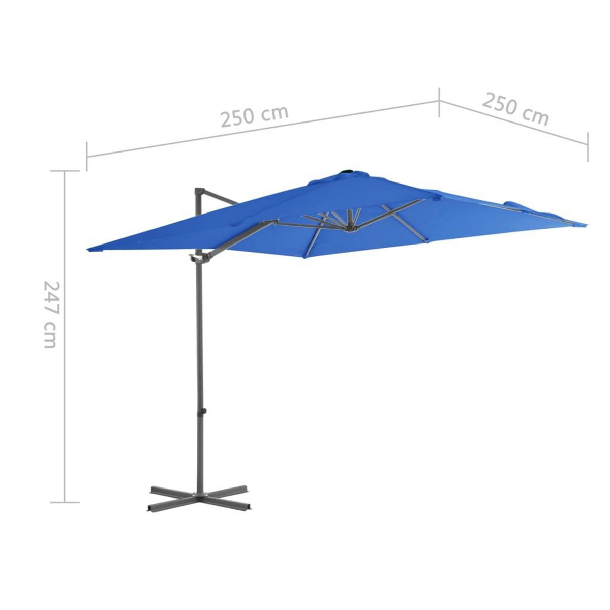 VIDAXL Parasol de jardin en porte-a-faux avec mat en acier bleu azure