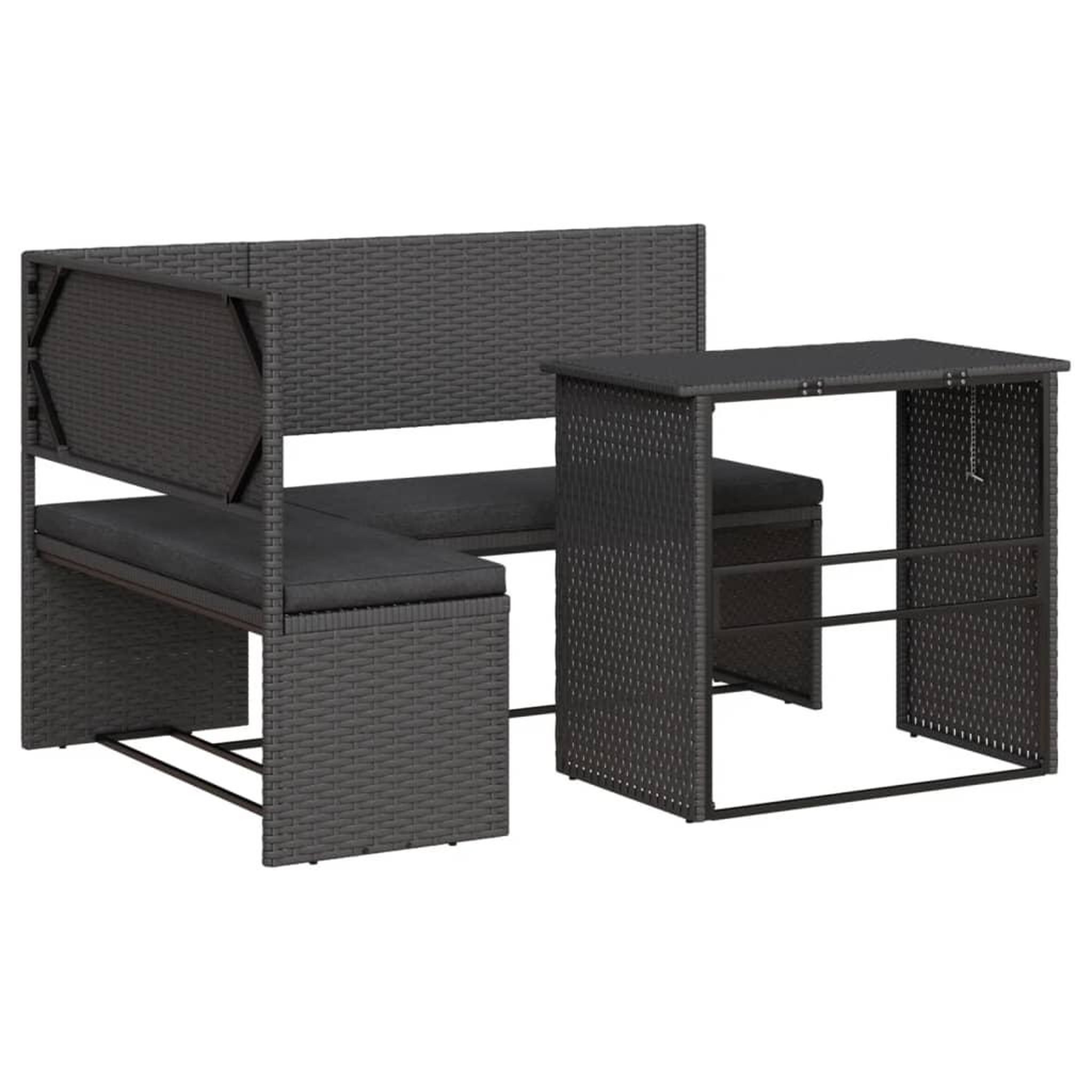 Voir la diapositive 2 : VIDAXL Canape de jardin avec table et coussins en forme de L noir