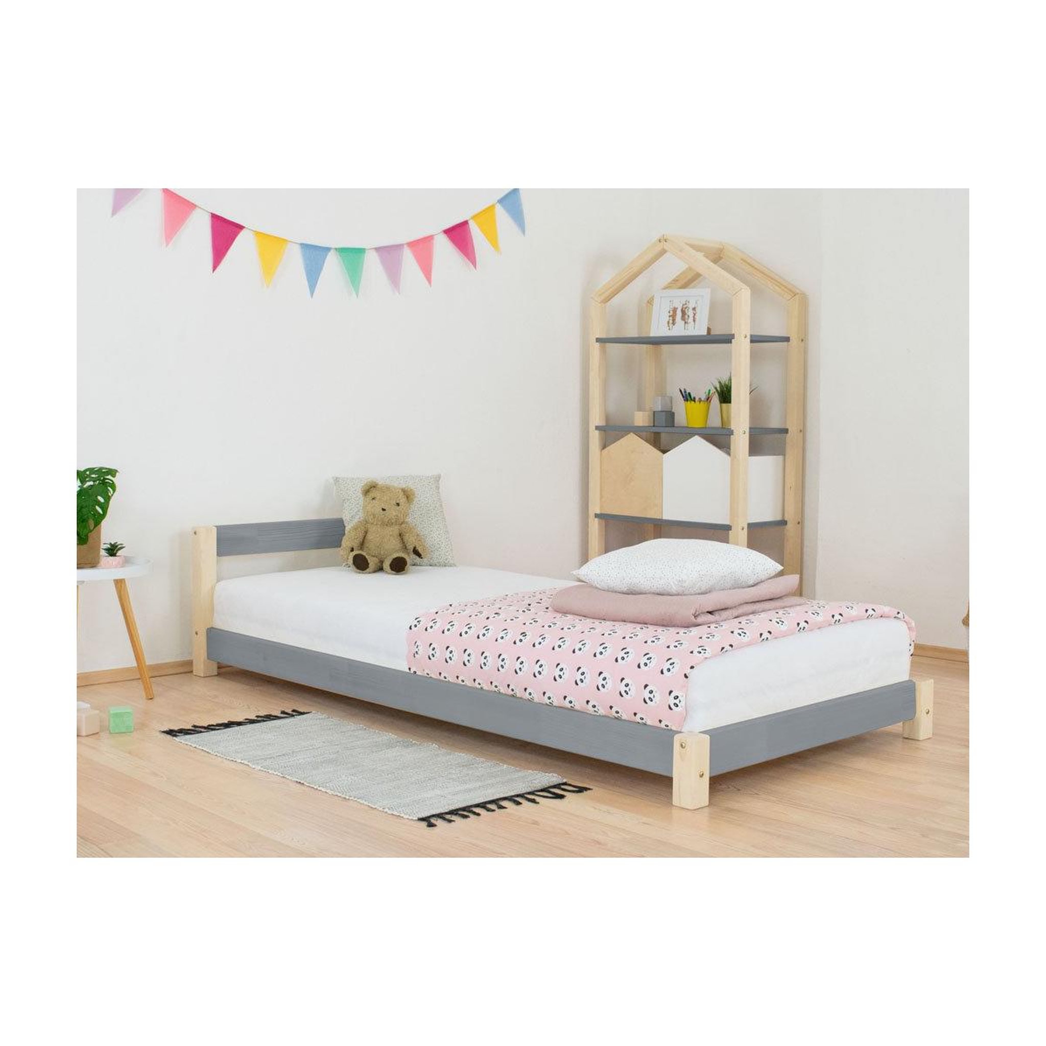 Voir la diapositive 2 : BENLEMI Lit simple en bois DREAMY gris 90x160cm