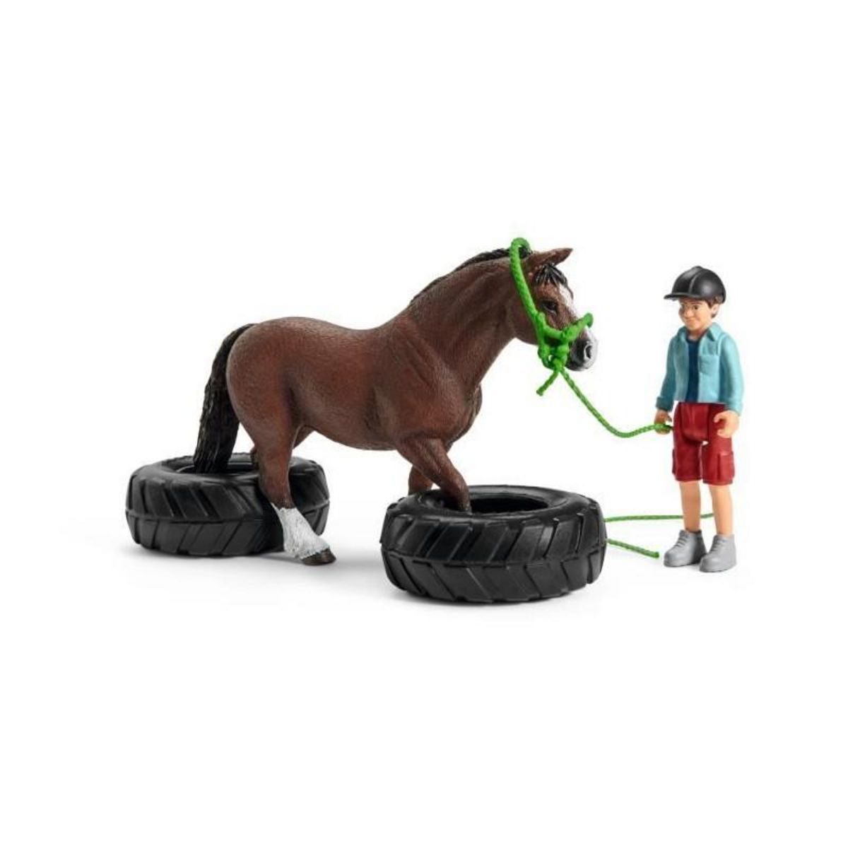 Schleich Course d'agility pour poney -Coffret de jeu avec 1 figurine de poney et 1 figurine humaine - SCHLEICH 42482 FARM WORLD