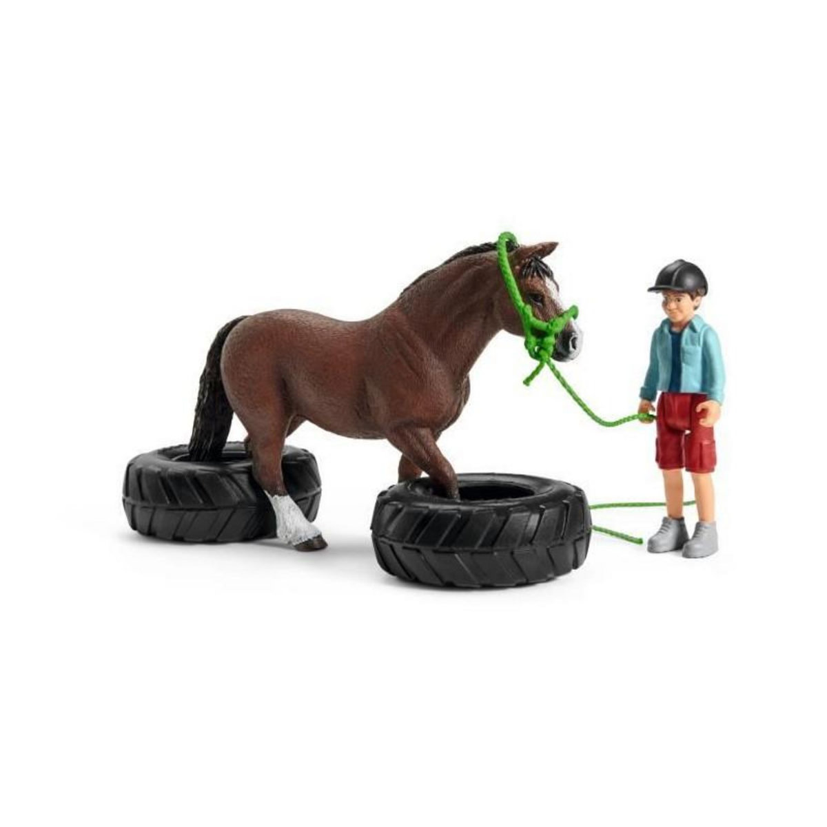 Schleich Course d'agility pour poney -Coffret de jeu avec 1 figurine de poney et 1 figurine humaine - SCHLEICH 42482 FARM WORLD